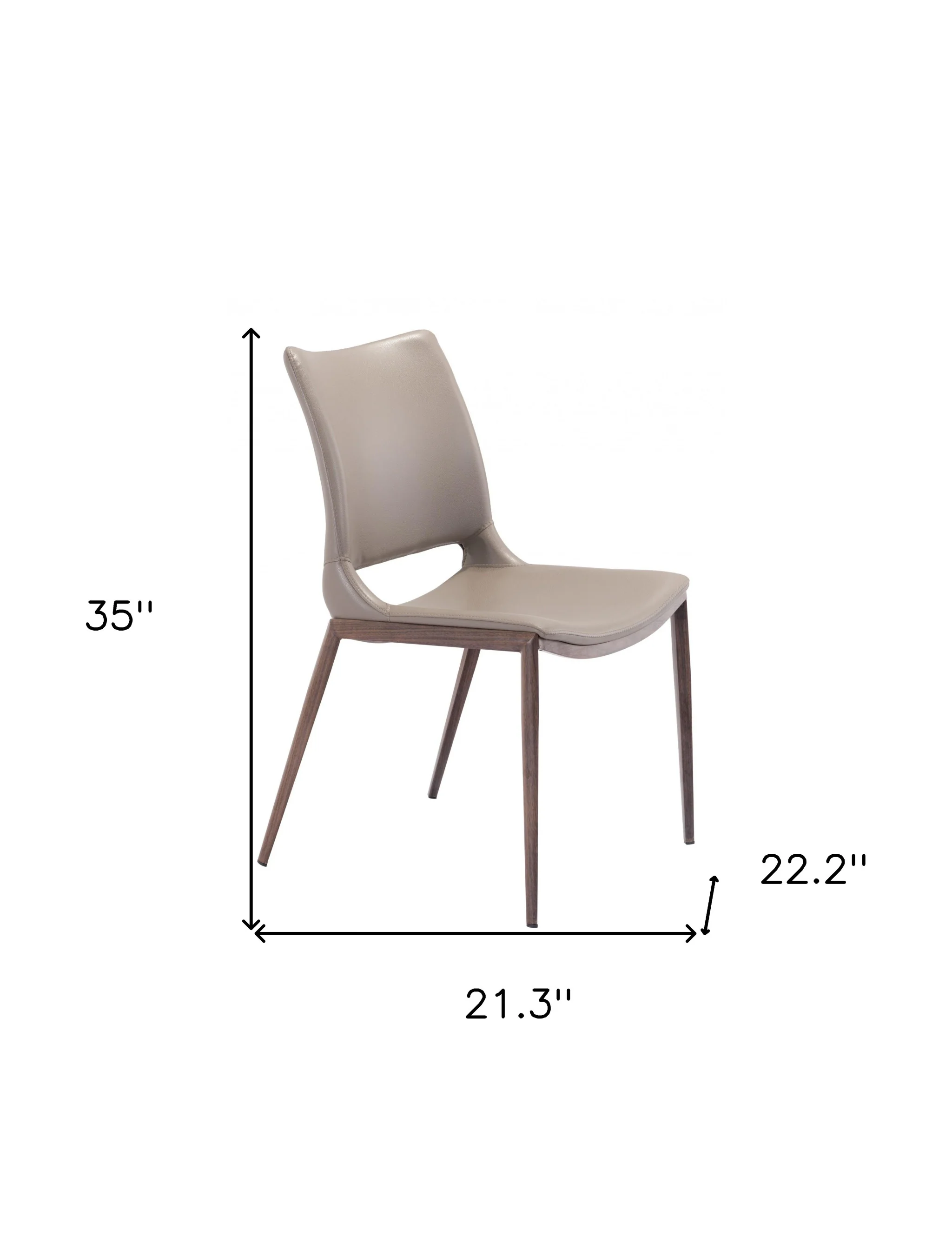 Set of Two Gray Faux Leather and Espresso Mod Ergo Dining Chairs By Homeroots - Image 7