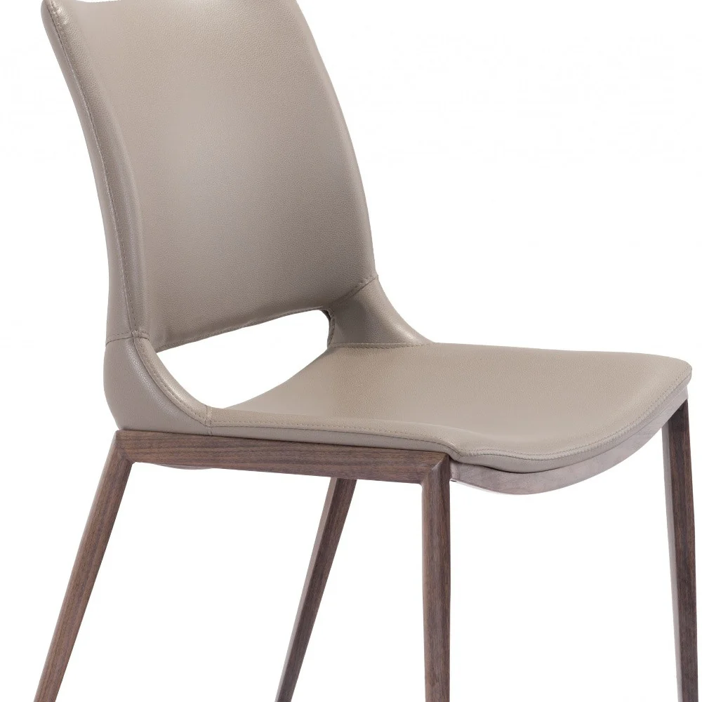 Set of Two Gray Faux Leather and Espresso Mod Ergo Dining Chairs By Homeroots - Image 8
