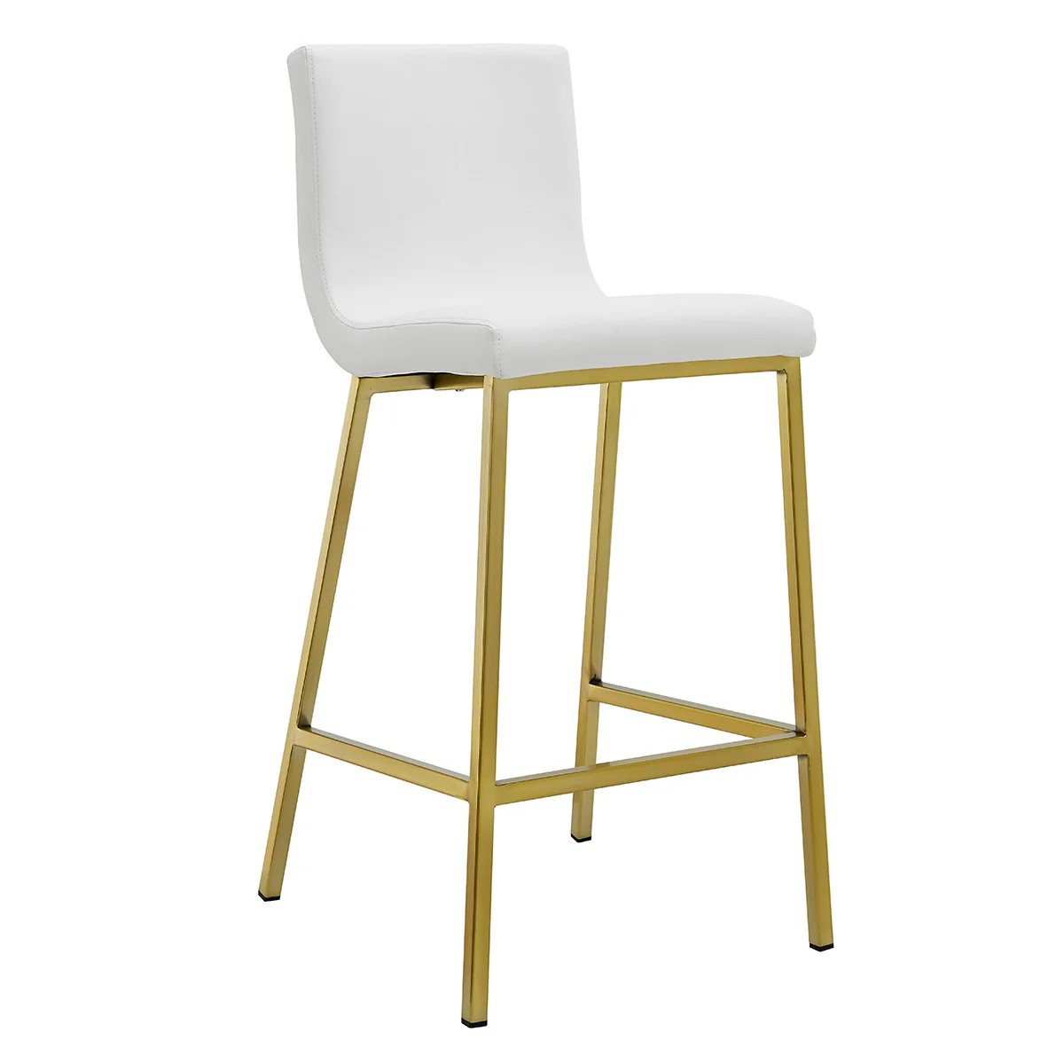 Set of Two Gray Faux leather and Gold Bar Stools By Homeroots - Image 2