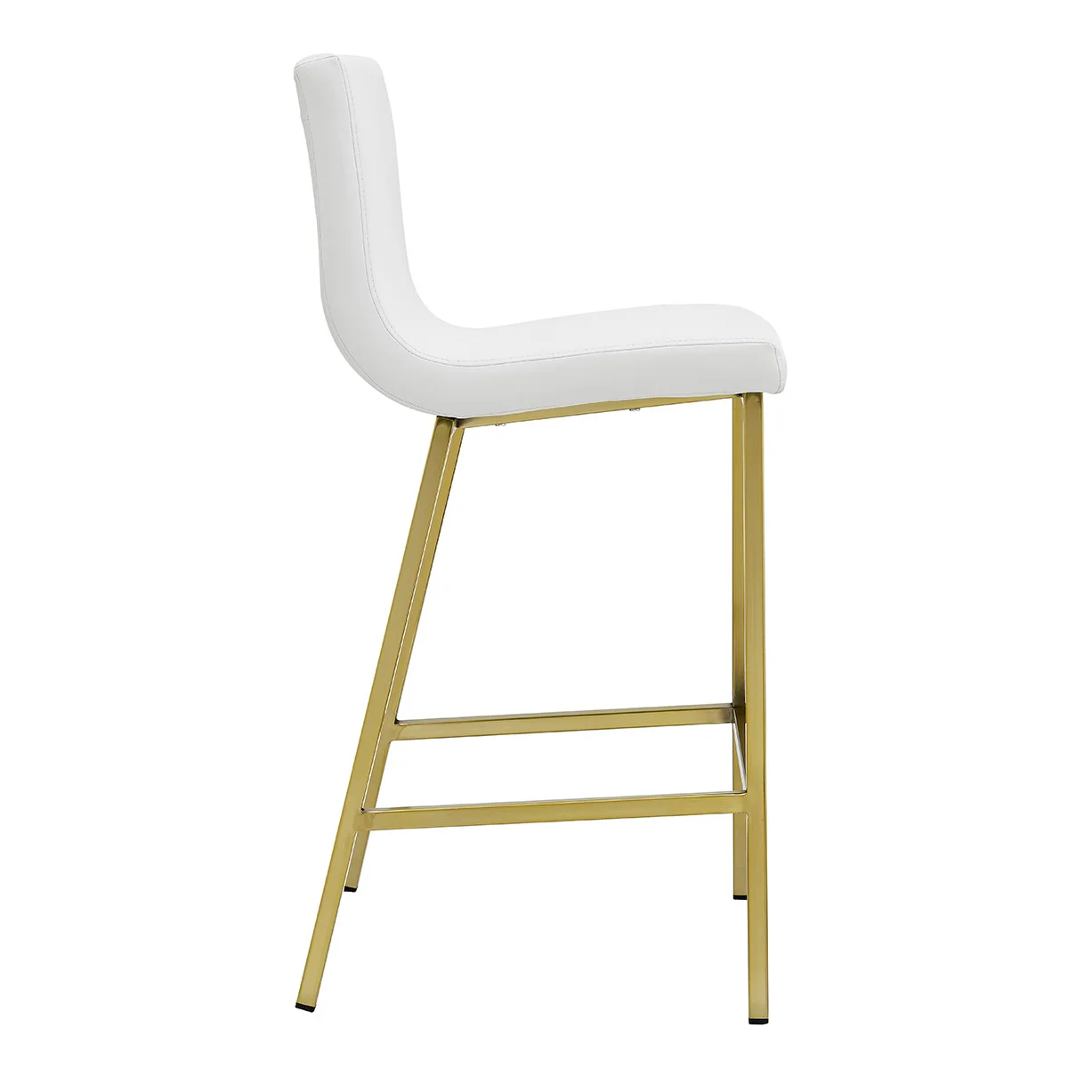 Set of Two Gray Faux leather and Gold Bar Stools By Homeroots - Image 3