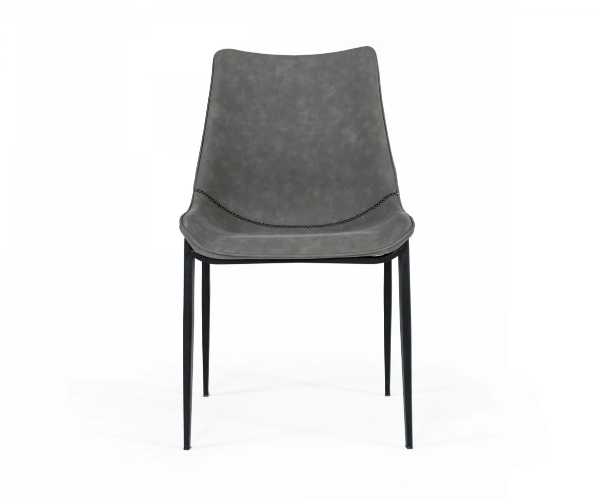 Set of Two Gray Faux Leather Dining Chairs By Homeroots - 472213 - Image 3