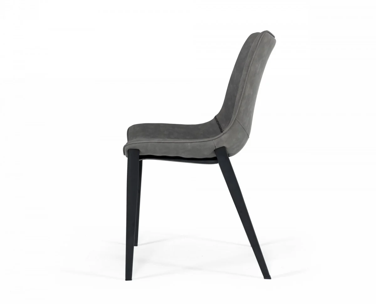 Set of Two Gray Faux Leather Dining Chairs By Homeroots - 472213 - Image 4
