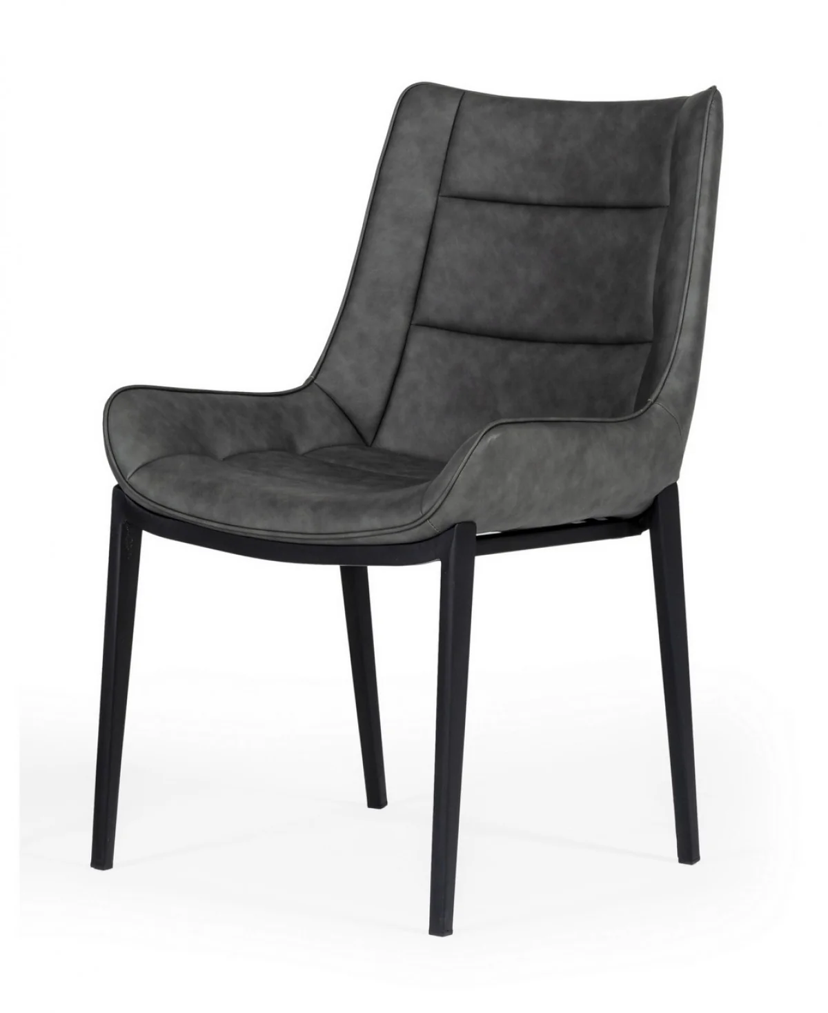 Set of Two Gray Faux Leather Dining Chairs By Homeroots - 472263 - Image 2