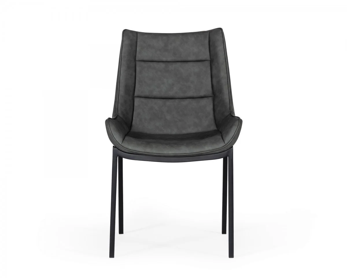 Set of Two Gray Faux Leather Dining Chairs By Homeroots - 472263 - Image 3