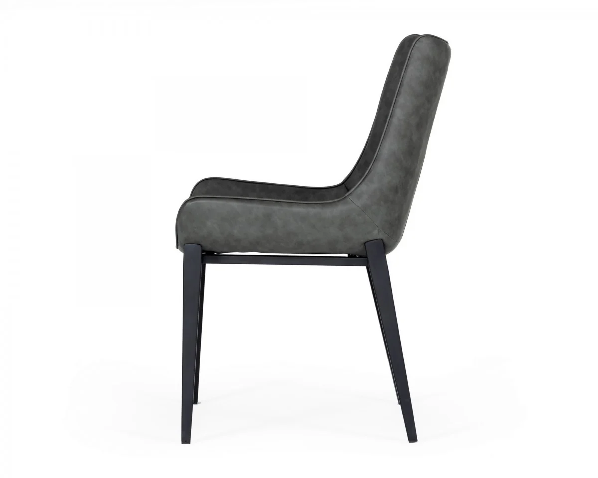 Set of Two Gray Faux Leather Dining Chairs By Homeroots - 472263 - Image 4