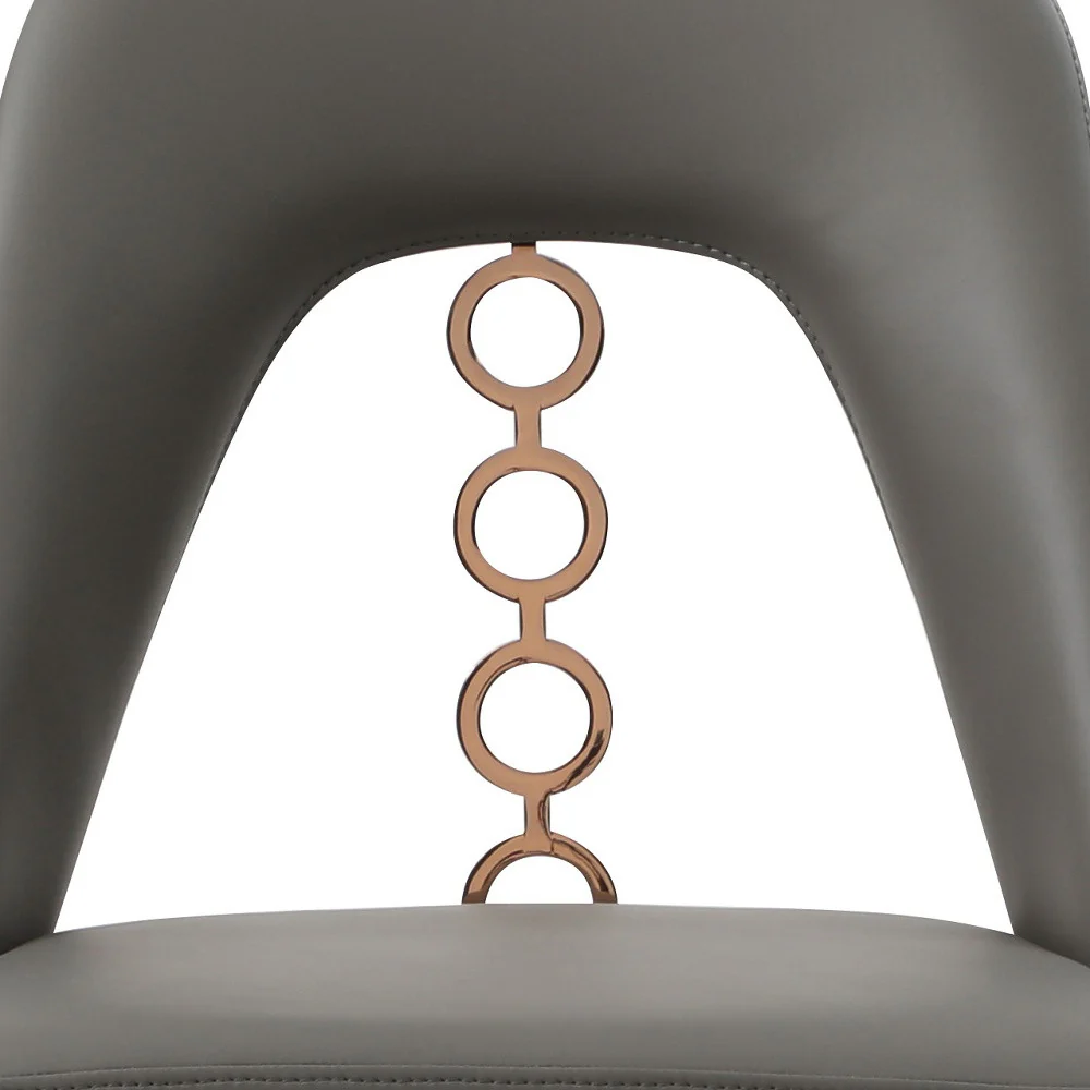 Set of Two Gray Faux Leather Dining Side Chairs With Rose Gold Accents By Homeroots - Image 5