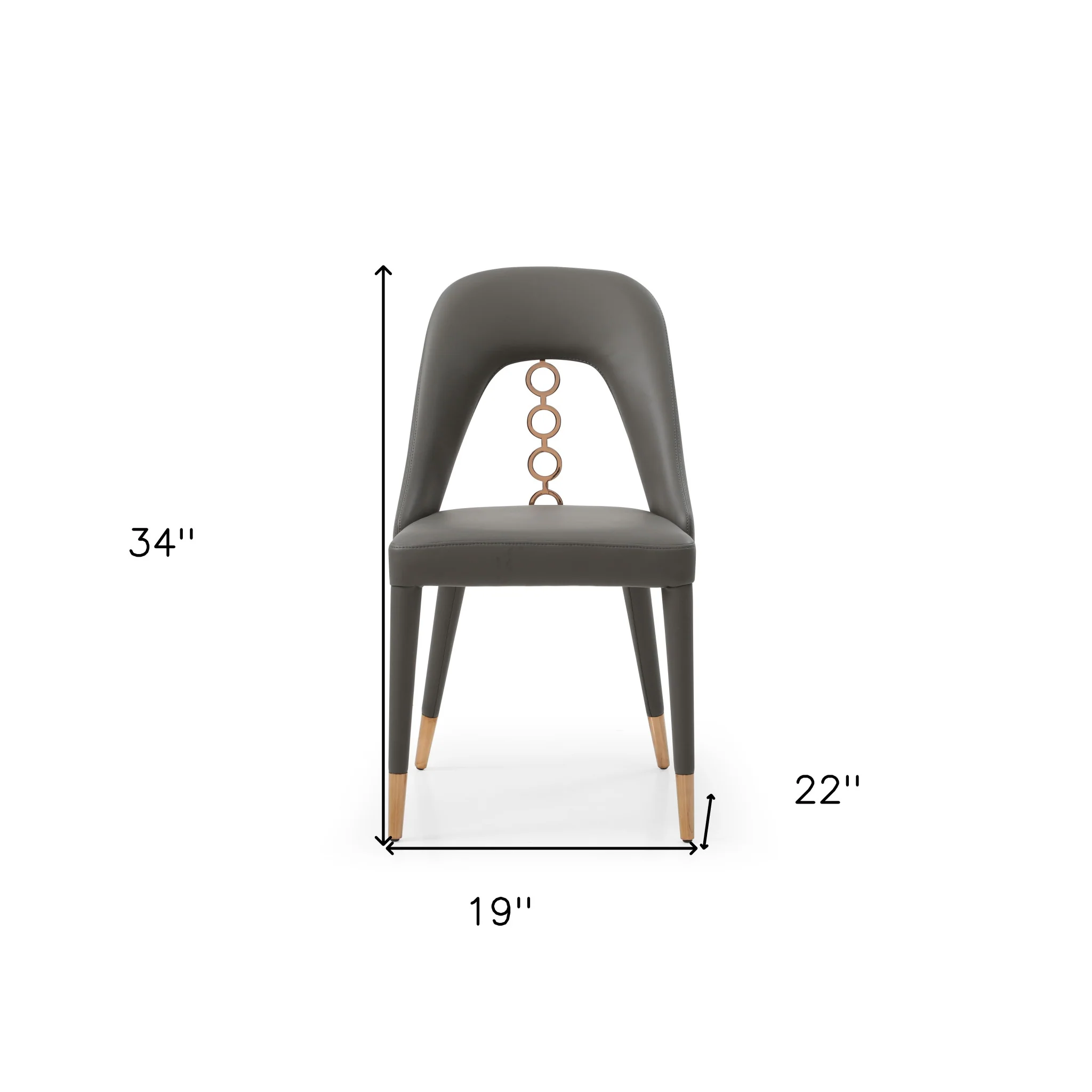Set of Two Gray Faux Leather Dining Side Chairs With Rose Gold Accents By Homeroots - Image 7