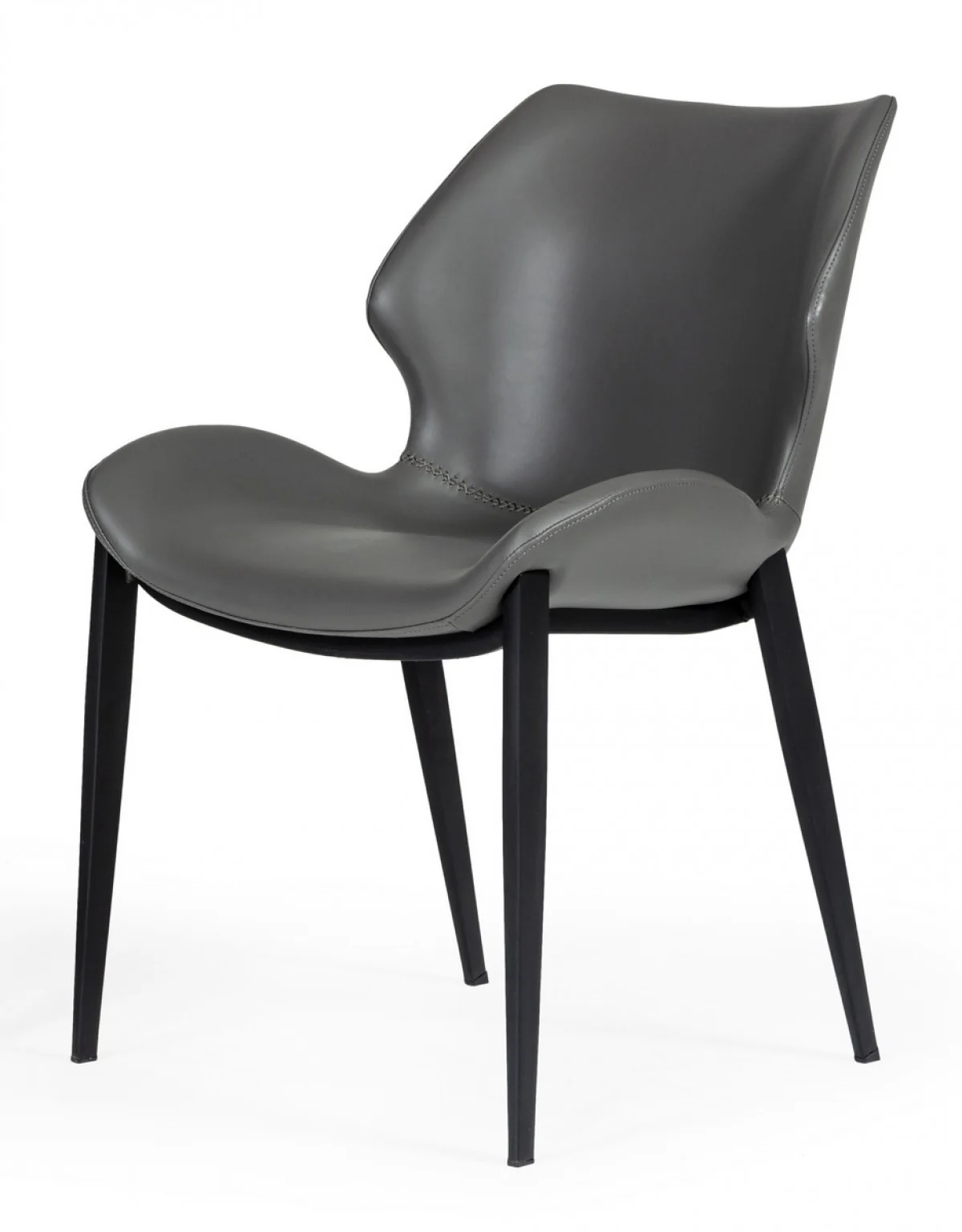 Set of Two Gray Faux Leather Industrial Dining Chairs By Homeroots - Image 2
