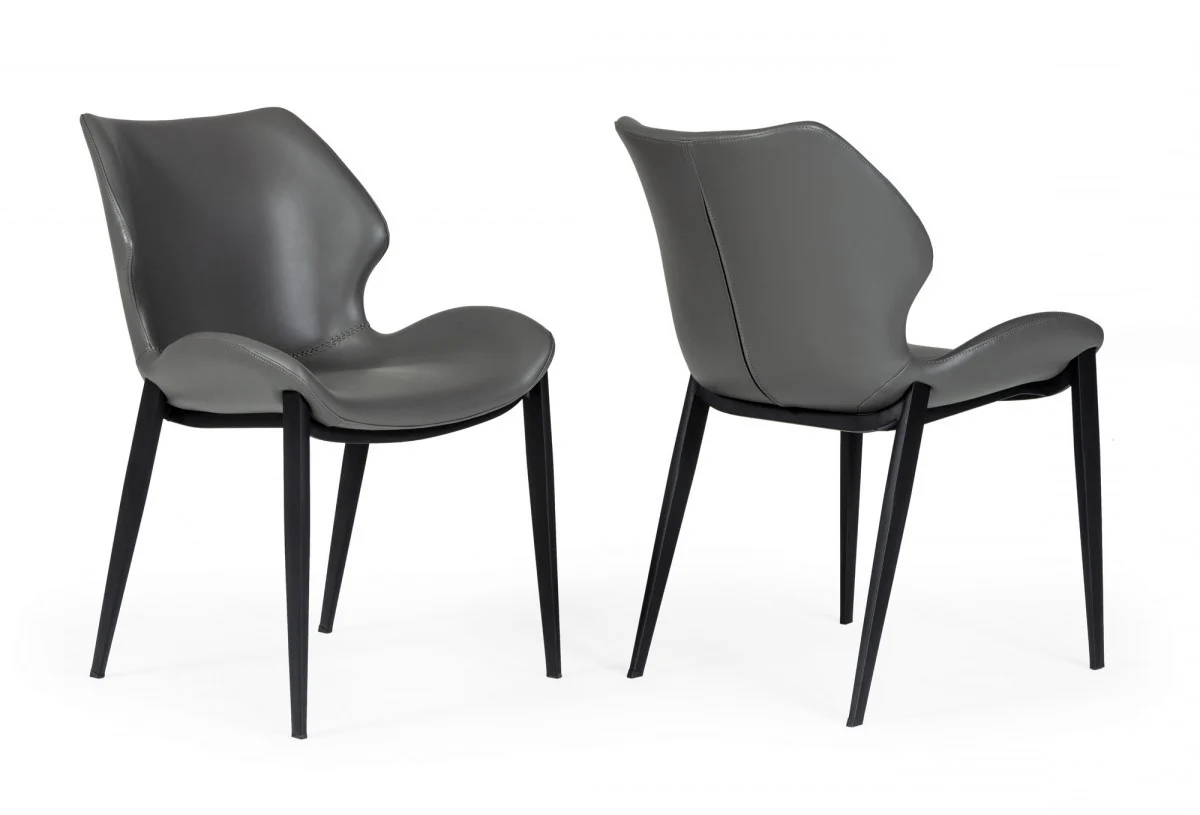 Set of Two Gray Faux Leather Industrial Dining Chairs By Homeroots - Image 3