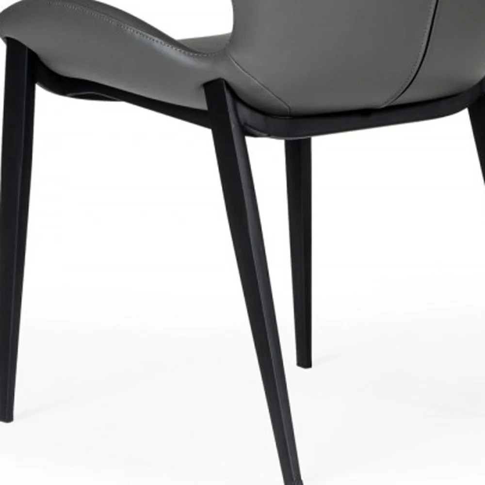 Set of Two Gray Faux Leather Industrial Dining Chairs By Homeroots - Image 4