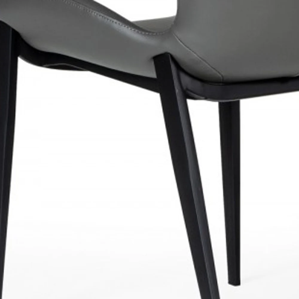 Set of Two Gray Faux Leather Industrial Dining Chairs By Homeroots - Image 5