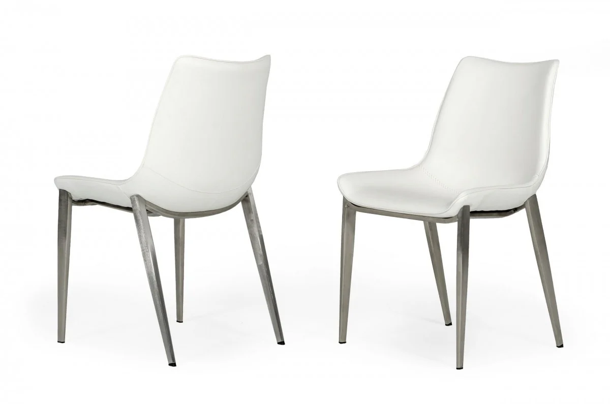 Set of Two Gray Faux Leather Modern Dining Chairs By Homeroots - Image 6