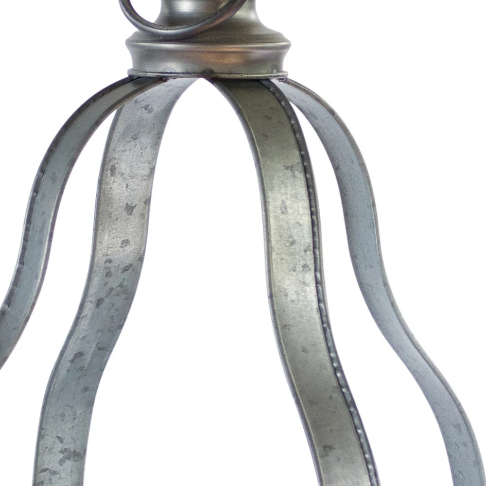 Set of Two Gray Galvanized Metal Tabletop Lantern Candle Holders By Homeroots - Image 3