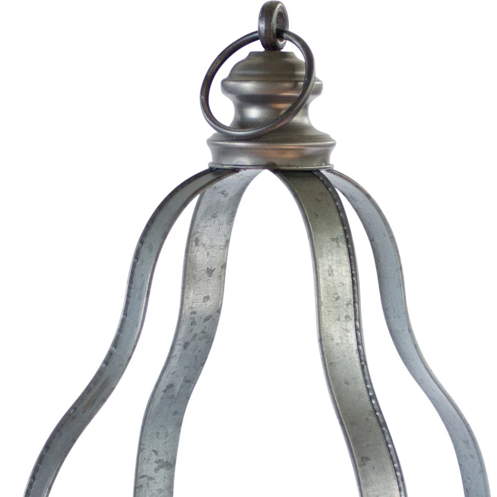 Set of Two Gray Galvanized Metal Tabletop Lantern Candle Holders By Homeroots - Image 4
