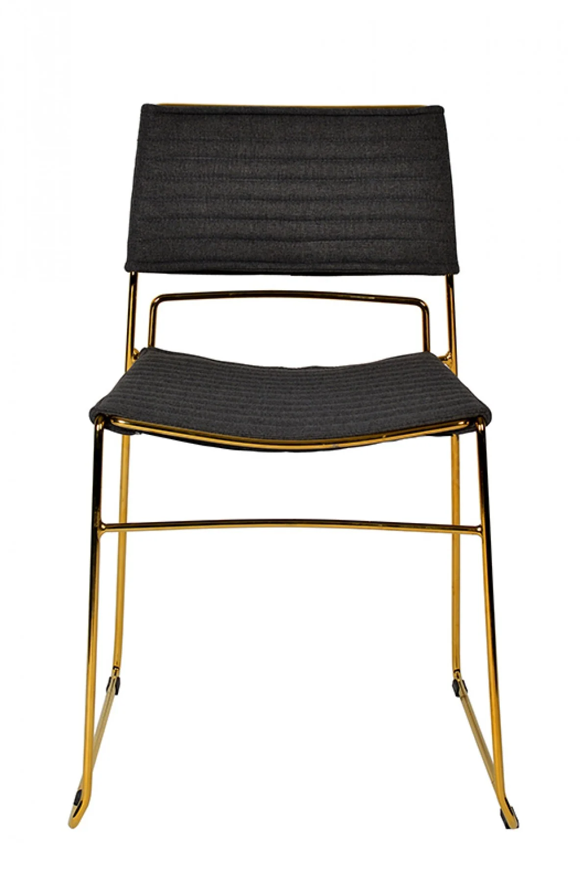 Set of Two Gray Gold Fabric Dining Chairs By Homeroots - Image 4