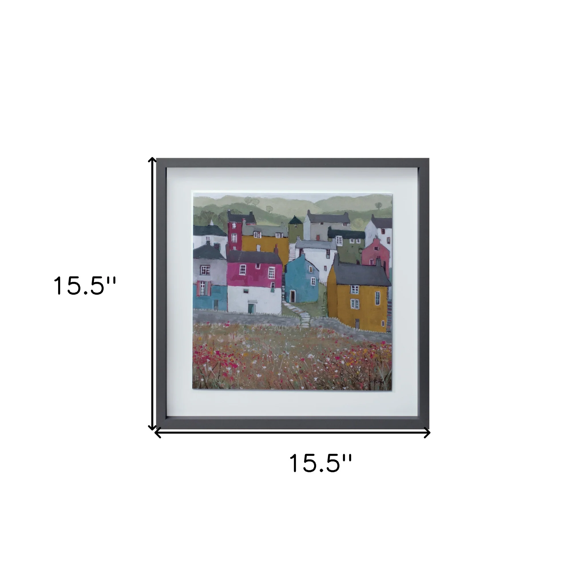 Set of Two Gray Green And Yellow Wood Square Framed Art By Homeroots - Image 3