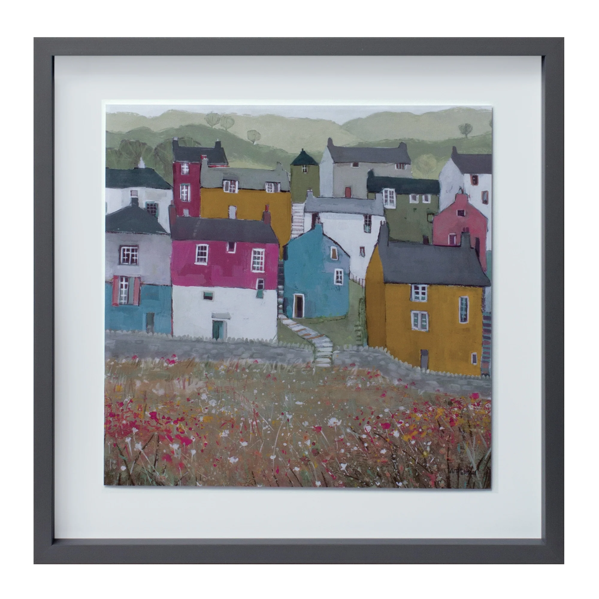 Set of Two Gray Green And Yellow Wood Square Framed Art By Homeroots - Image 5