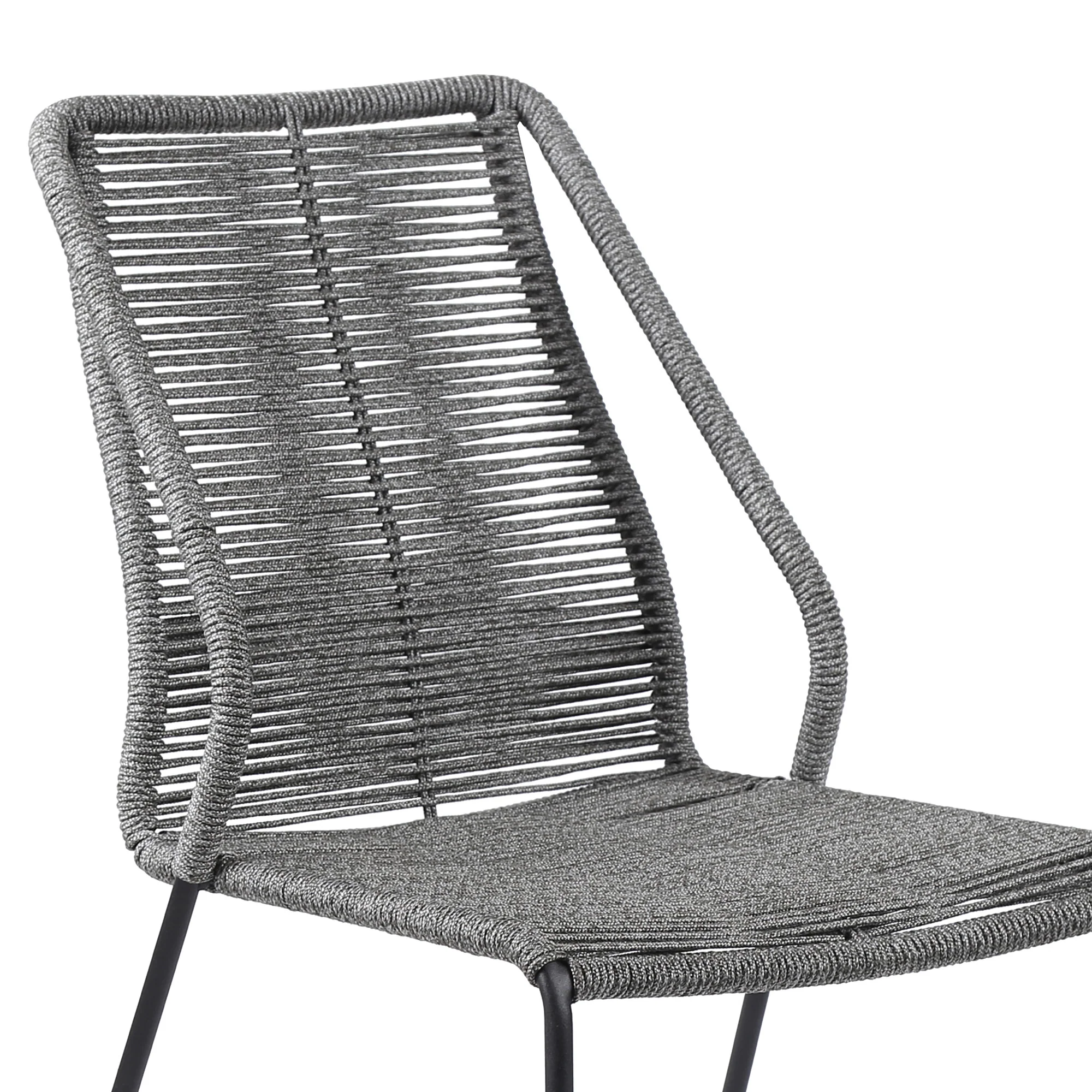 Set of Two Gray Metal Outdoor Dining Chair By Homeroots - Image 2