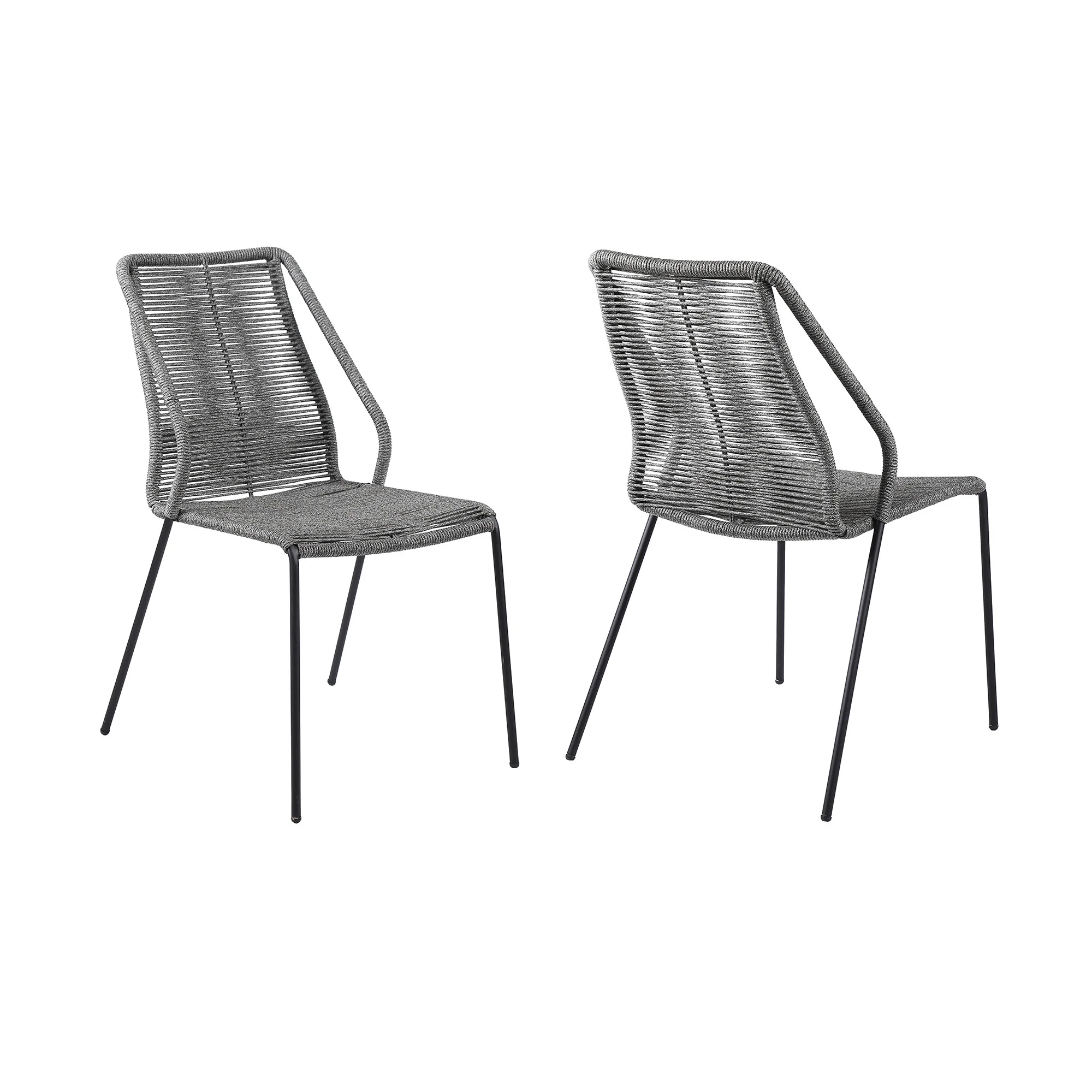 Set of Two Gray Metal Outdoor Dining Chair By Homeroots - Image 4
