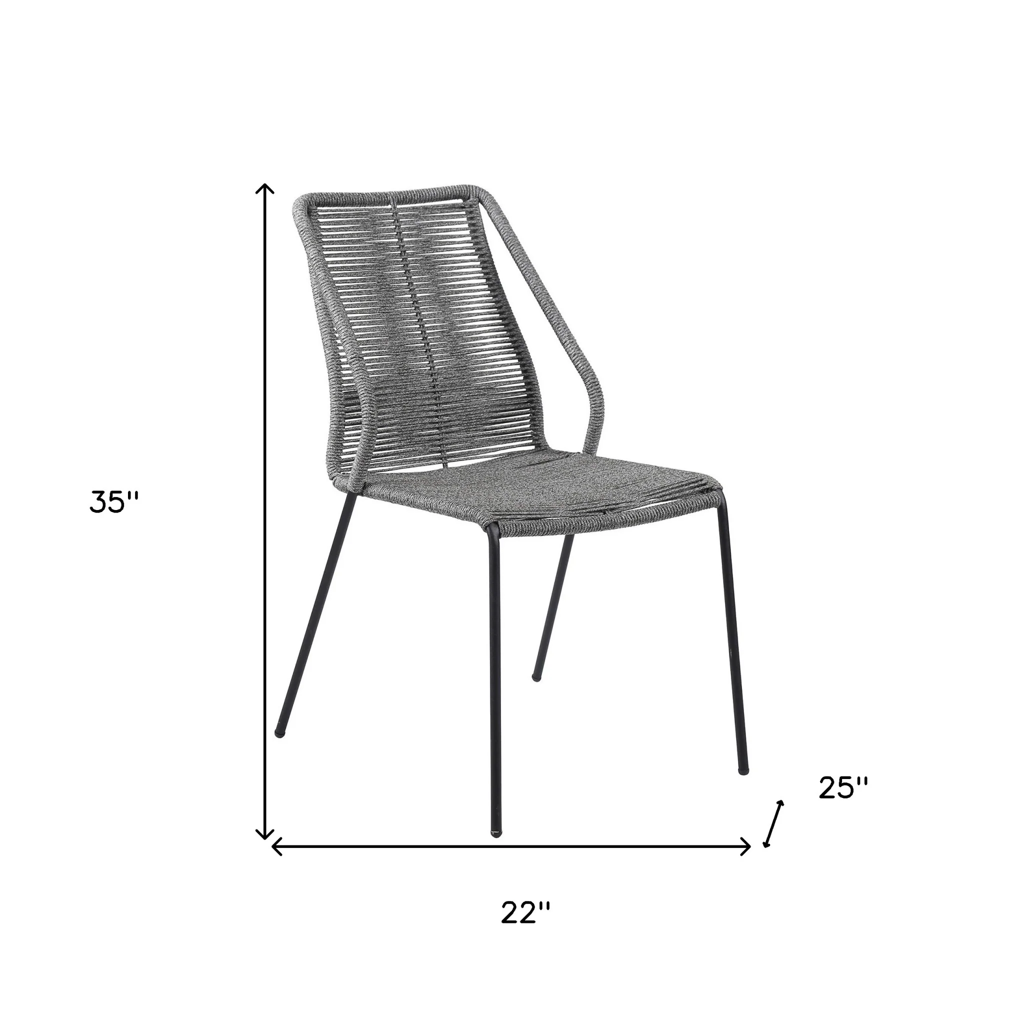 Set of Two Gray Metal Outdoor Dining Chair By Homeroots - Image 6