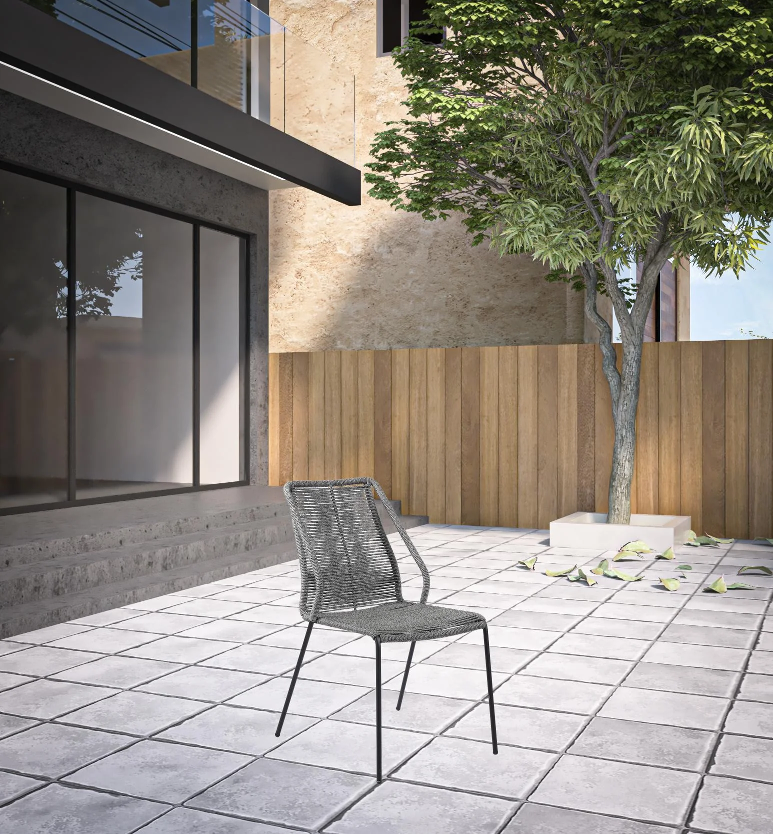 Set of Two Gray Metal Outdoor Dining Chair By Homeroots - Image 7