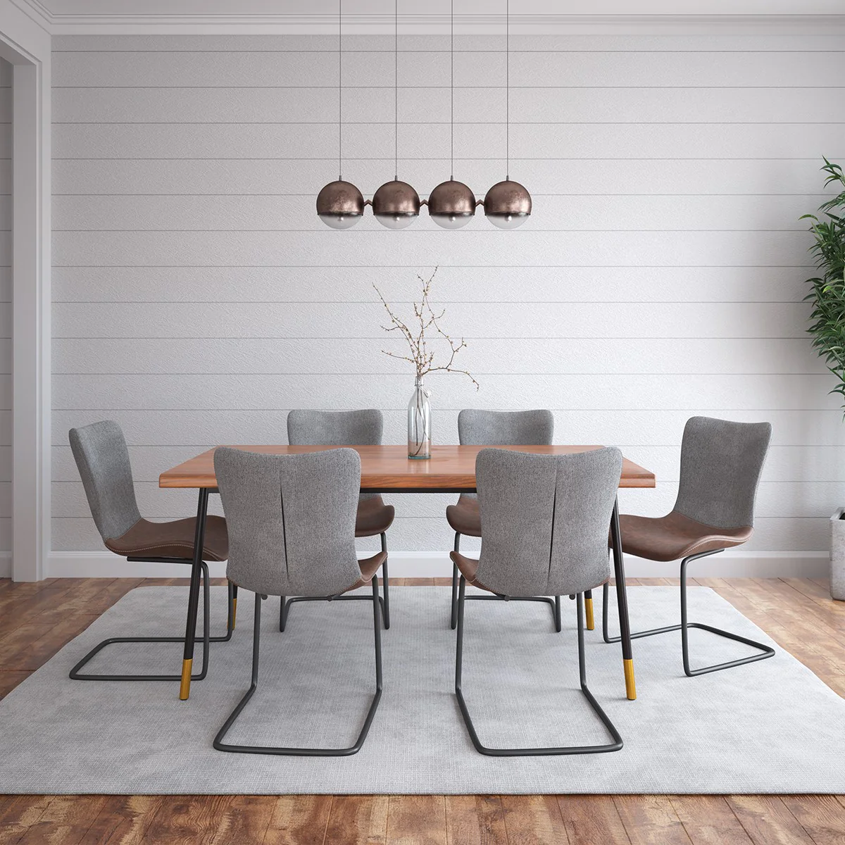 Set Of Two Gray Metro Mix Cantilever Dining Chairs By Homeroots - Image 16
