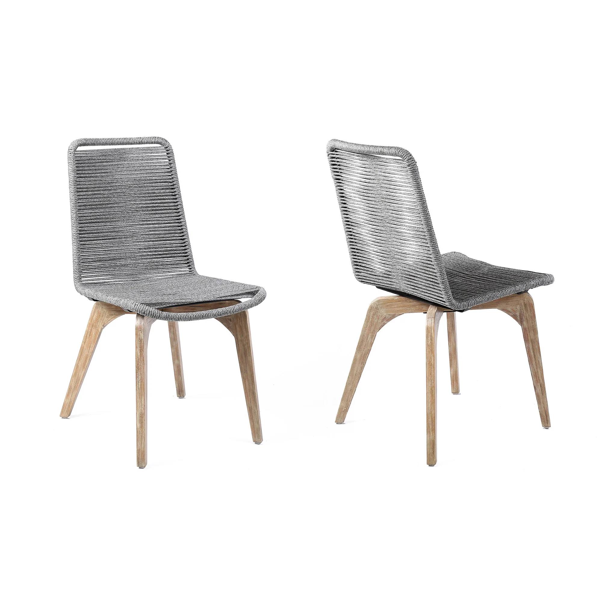 Set of Two Gray Solid Wood Outdoor Dining Chair By Homeroots - Image 4