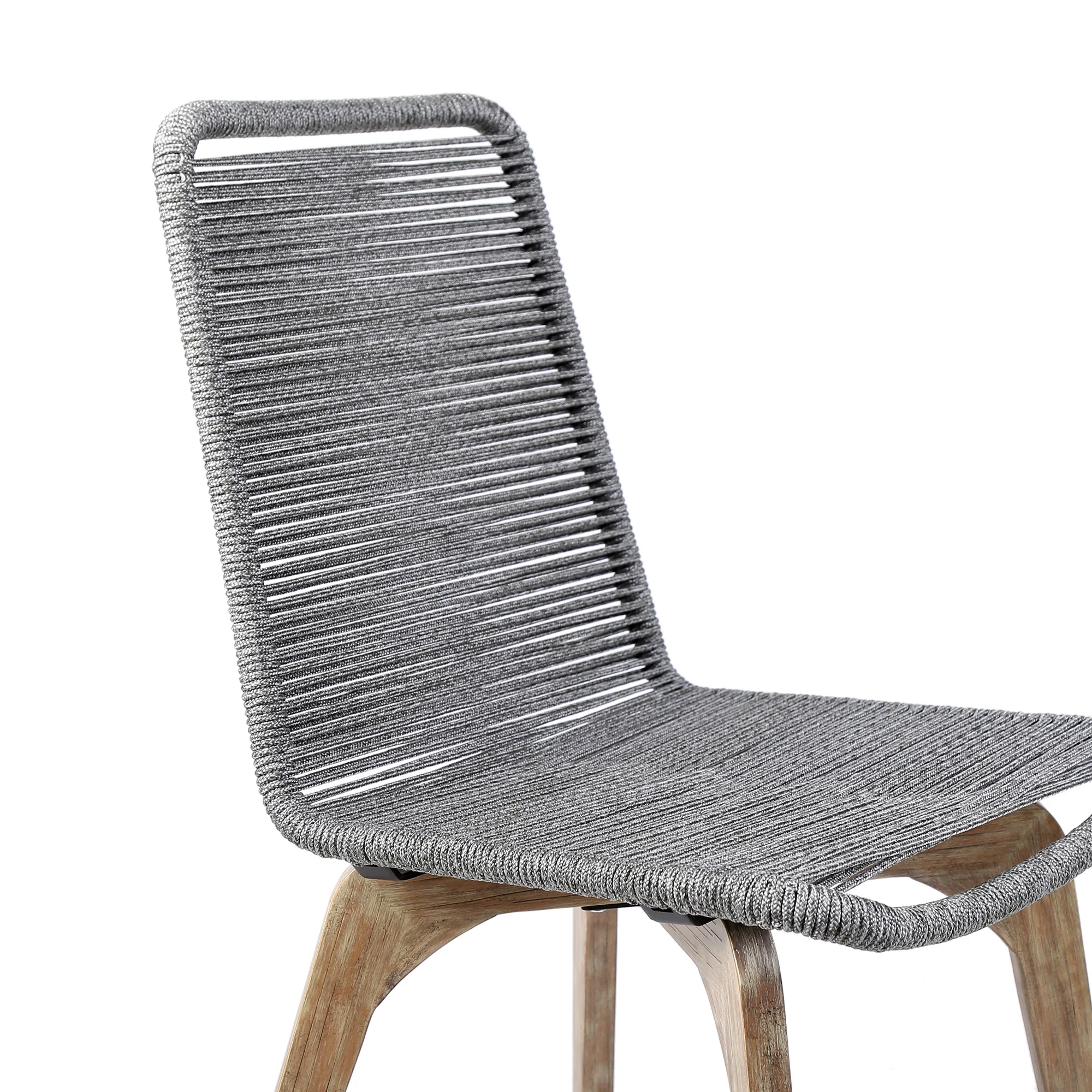 Set of Two Gray Solid Wood Outdoor Dining Chair By Homeroots - Image 5