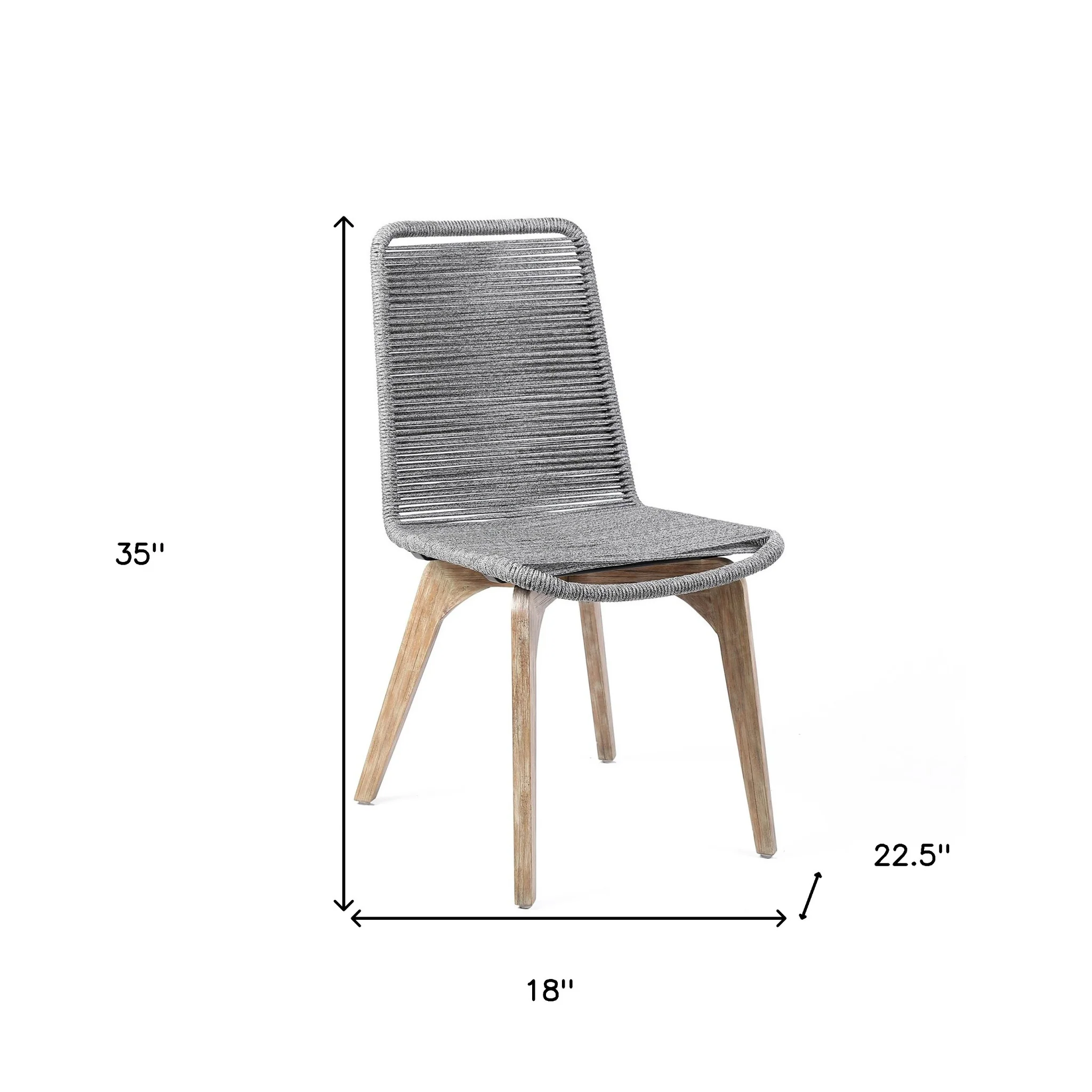 Set of Two Gray Solid Wood Outdoor Dining Chair By Homeroots - Image 6