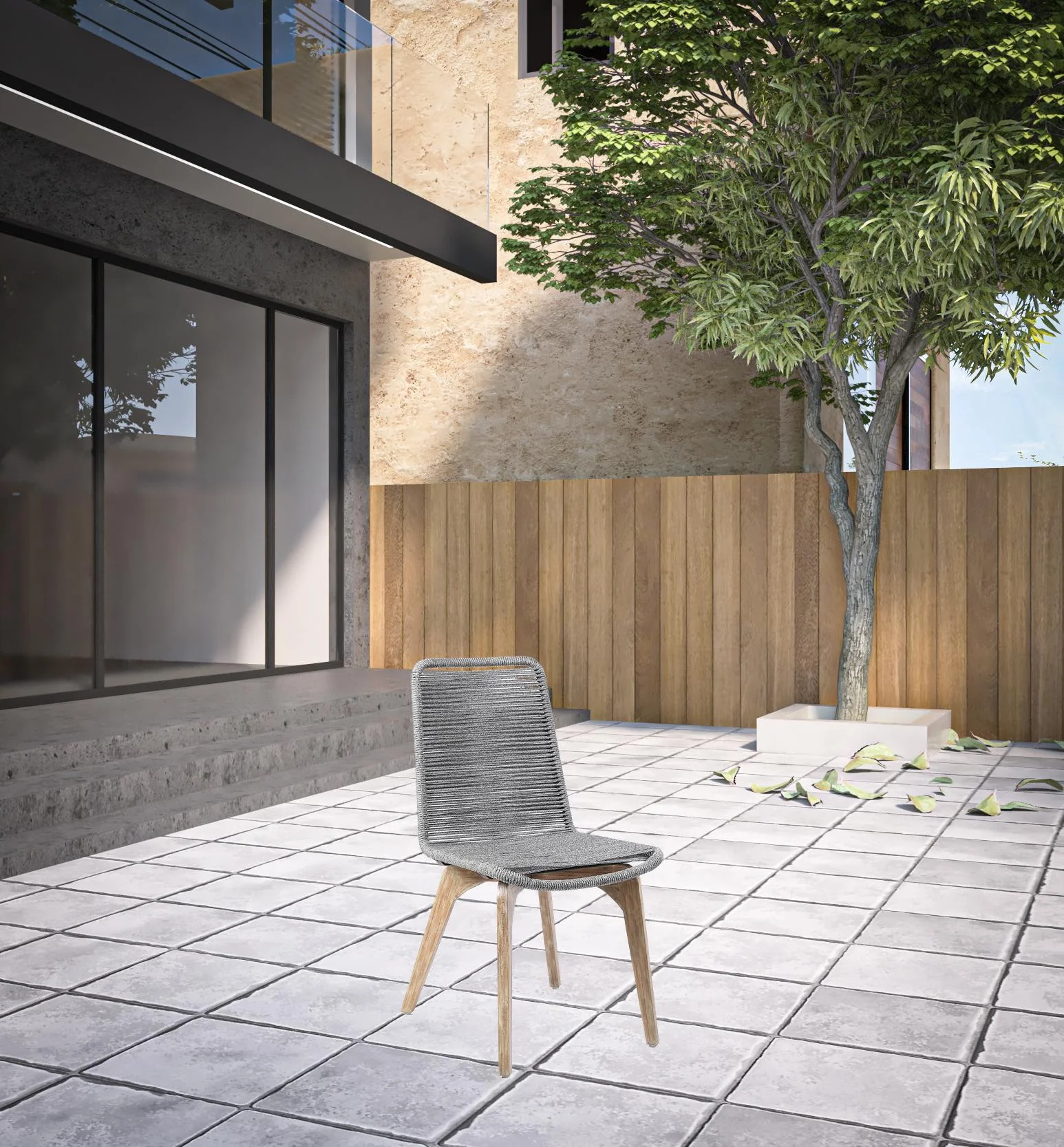 Set of Two Gray Solid Wood Outdoor Dining Chair By Homeroots - Image 7