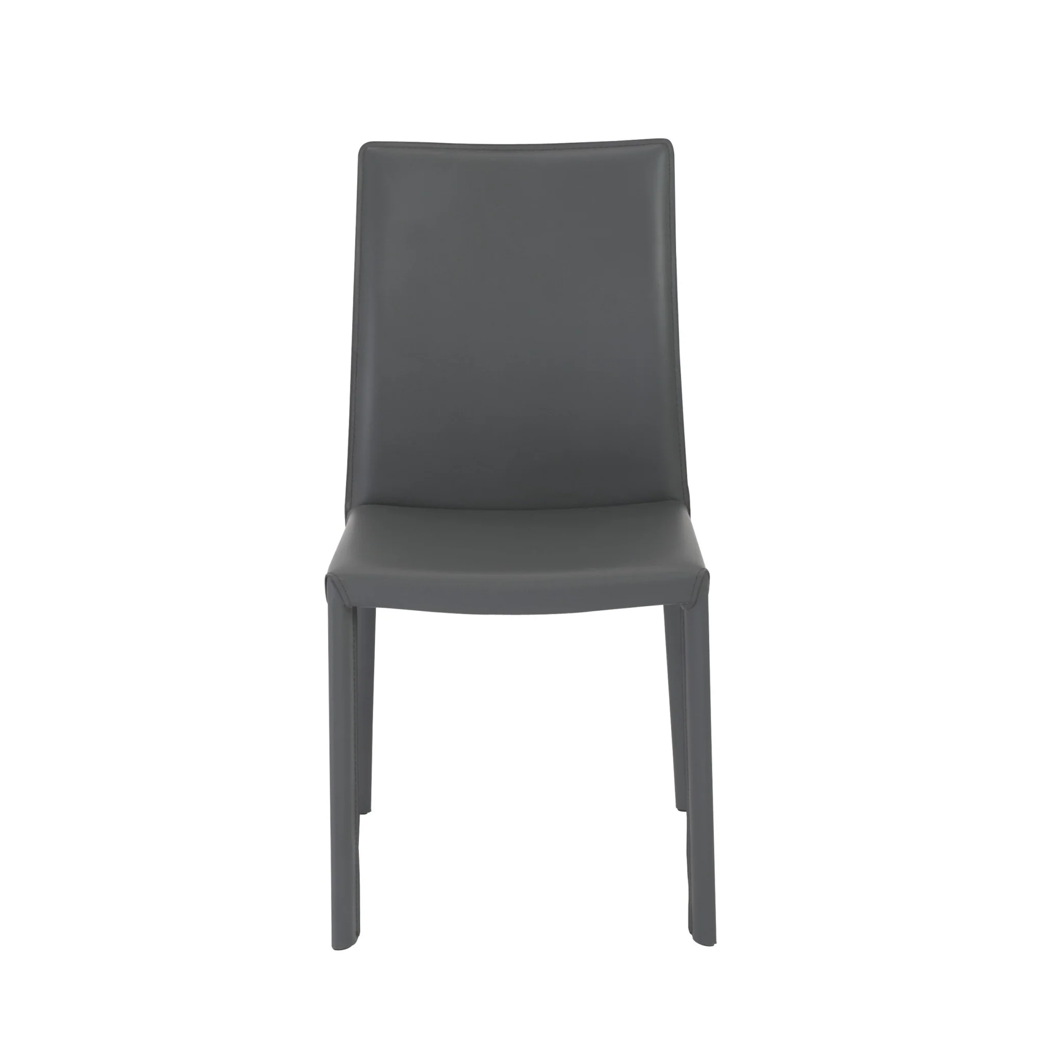 Set of Two Gray Upholstered Leather Dining Side Chairs By Homeroots - Image 2