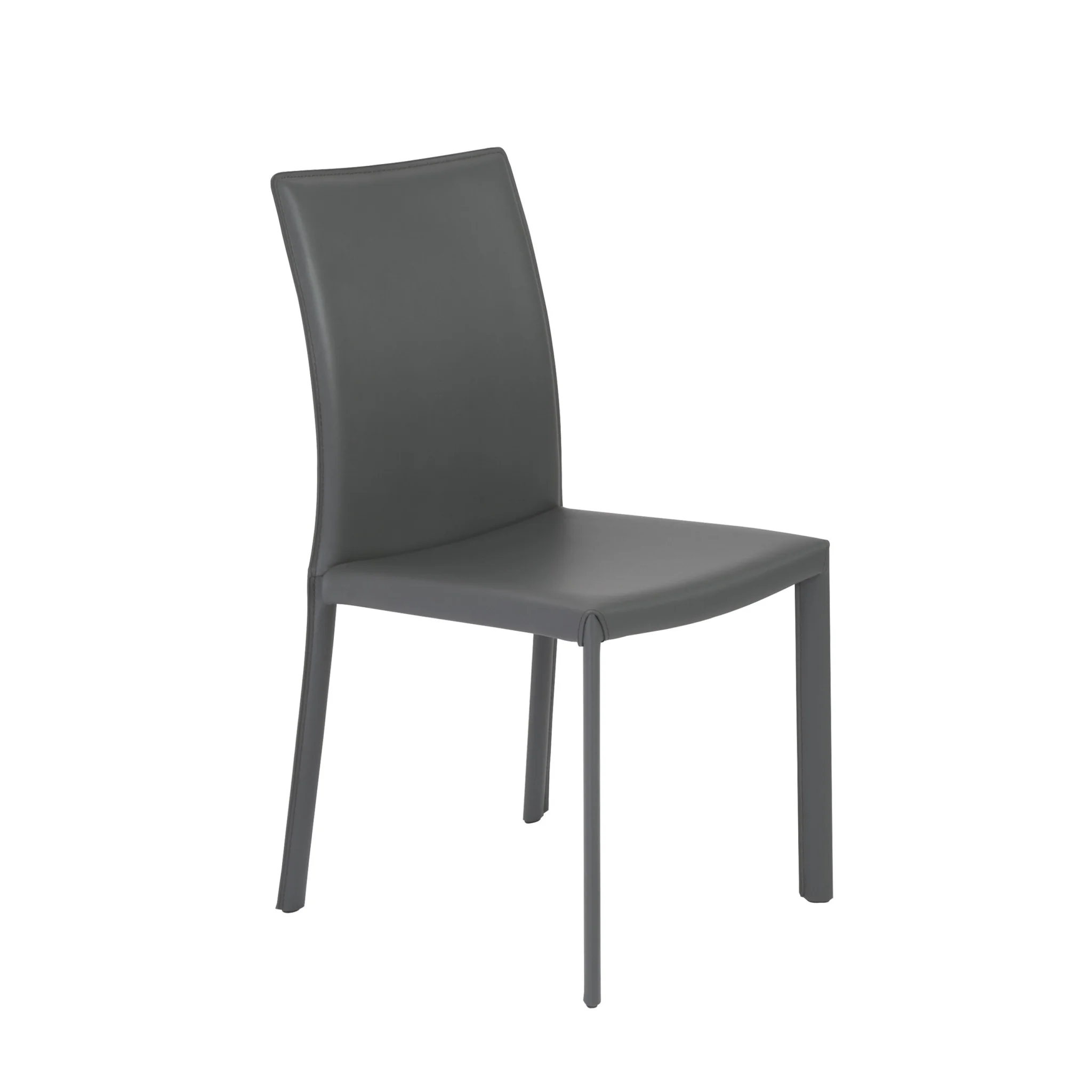 Set of Two Gray Upholstered Leather Dining Side Chairs By Homeroots - Image 3
