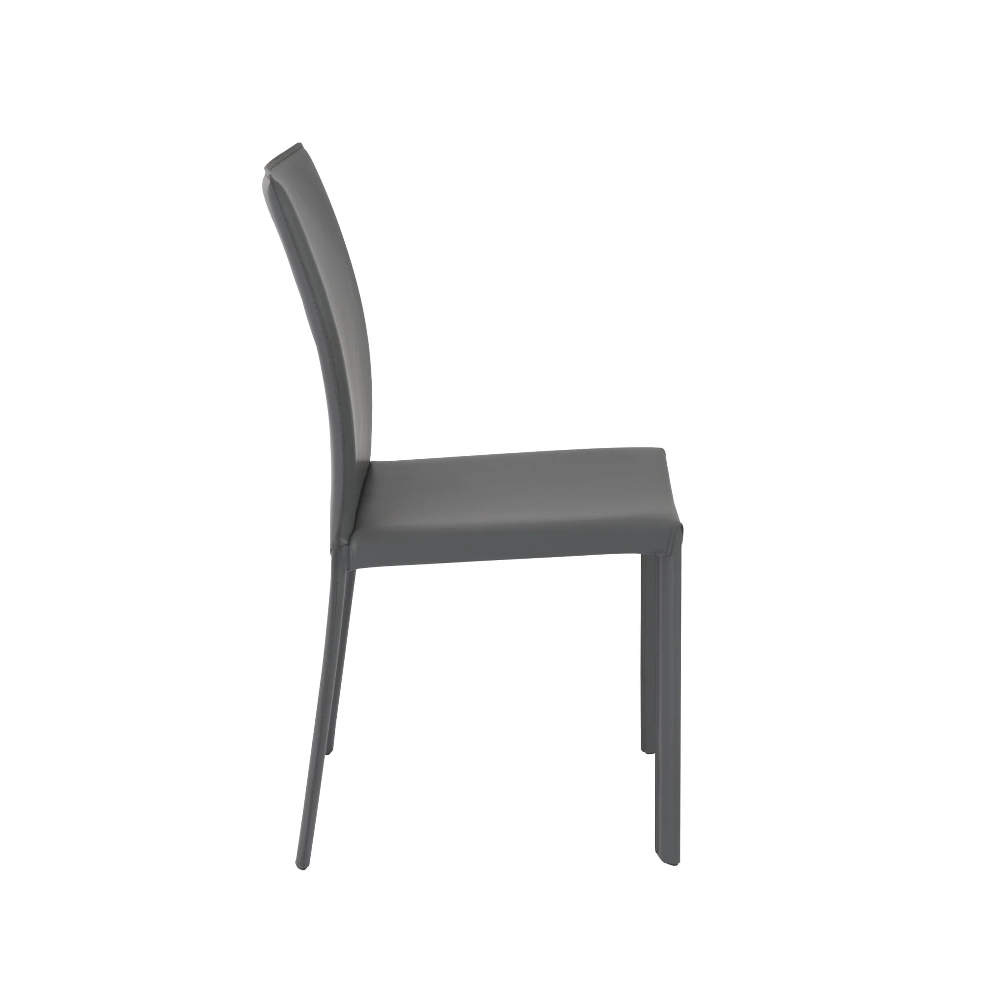 Set of Two Gray Upholstered Leather Dining Side Chairs By Homeroots - Image 4