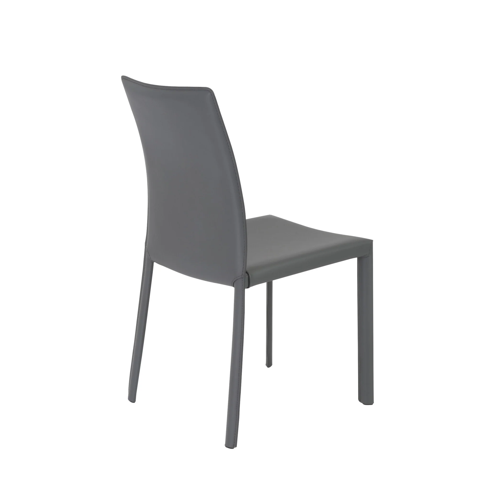 Set of Two Gray Upholstered Leather Dining Side Chairs By Homeroots - Image 5
