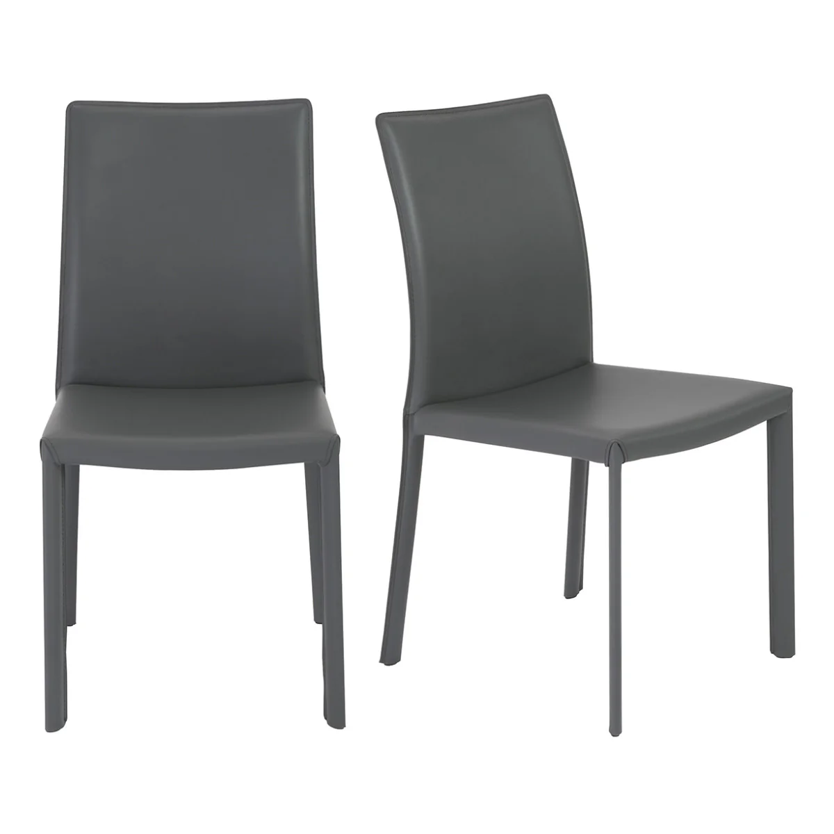 Set of Two Gray Upholstered Leather Dining Side Chairs By Homeroots - Image 6