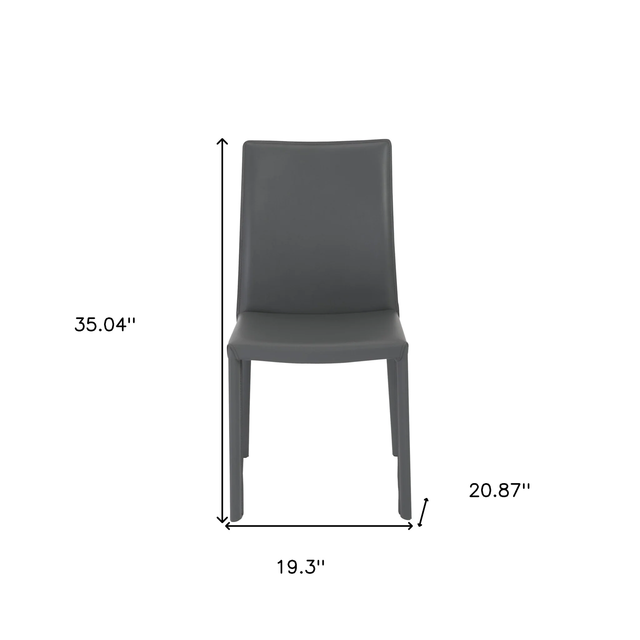Set of Two Gray Upholstered Leather Dining Side Chairs By Homeroots - Image 7
