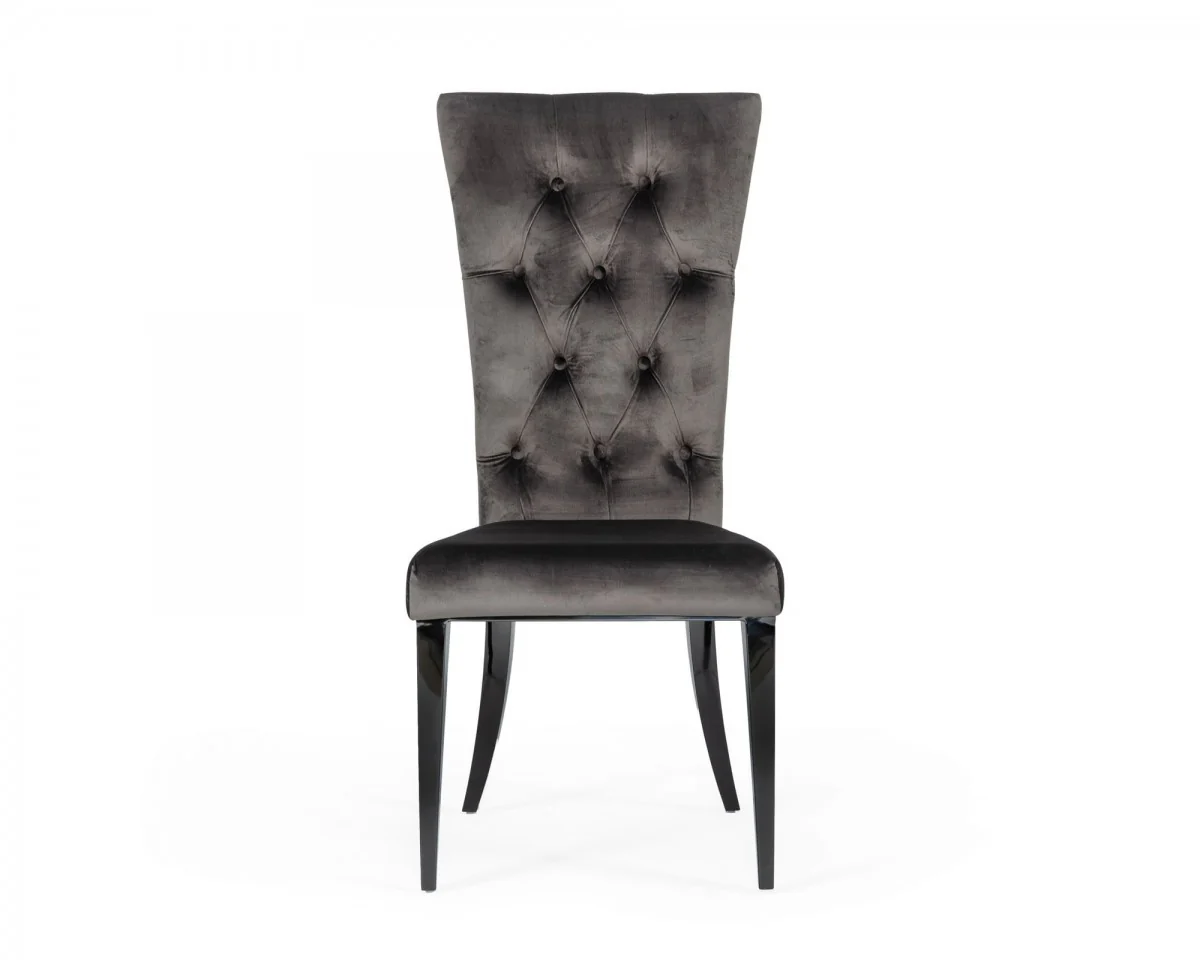 Set of Two Gray Velvet Modern Dining Chairs By Homeroots - Image 2