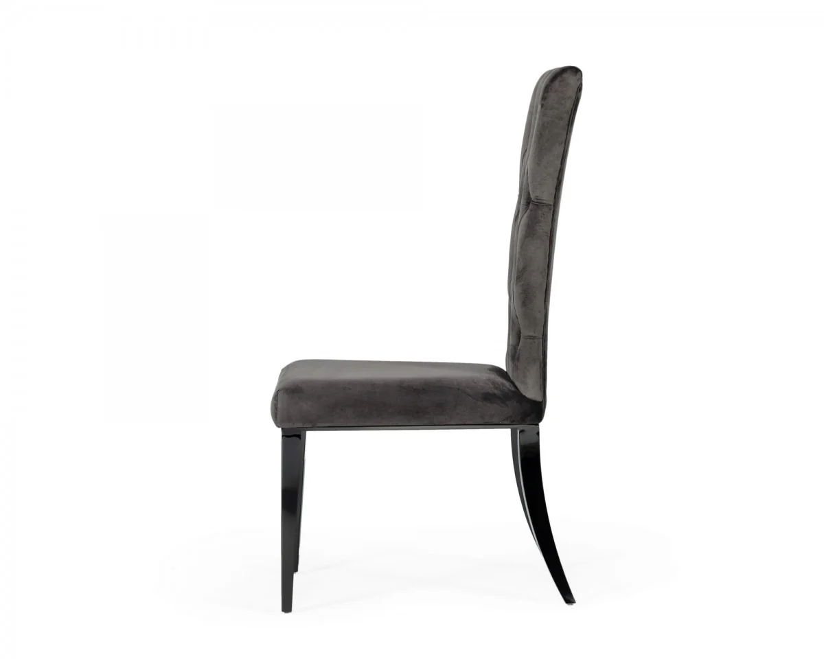 Set of Two Gray Velvet Modern Dining Chairs By Homeroots - Image 3