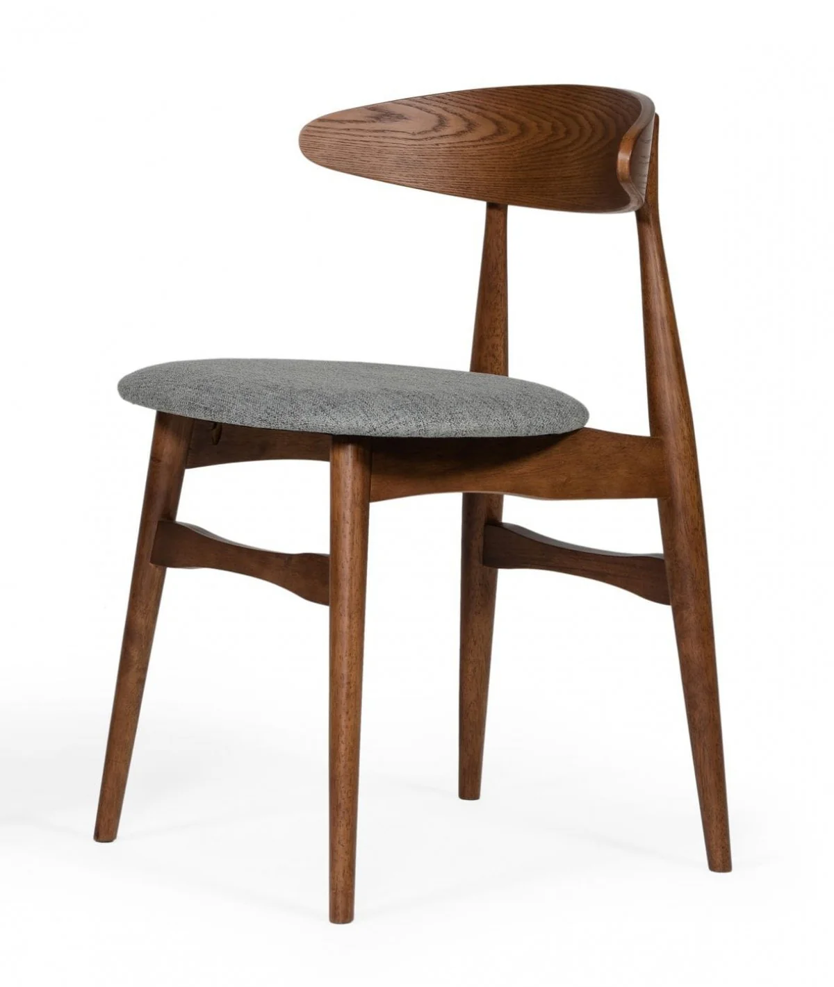 Set of Two Gray Walnut Fabric Dining Chairs By Homeroots - Image 2