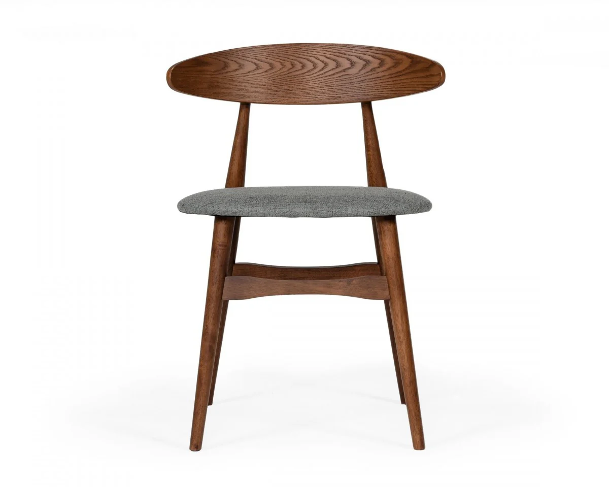 Set of Two Gray Walnut Fabric Dining Chairs By Homeroots - Image 3