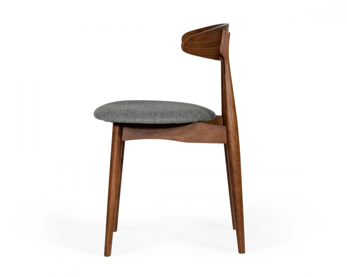 Set of Two Gray Walnut Fabric Dining Chairs By Homeroots - Image 4