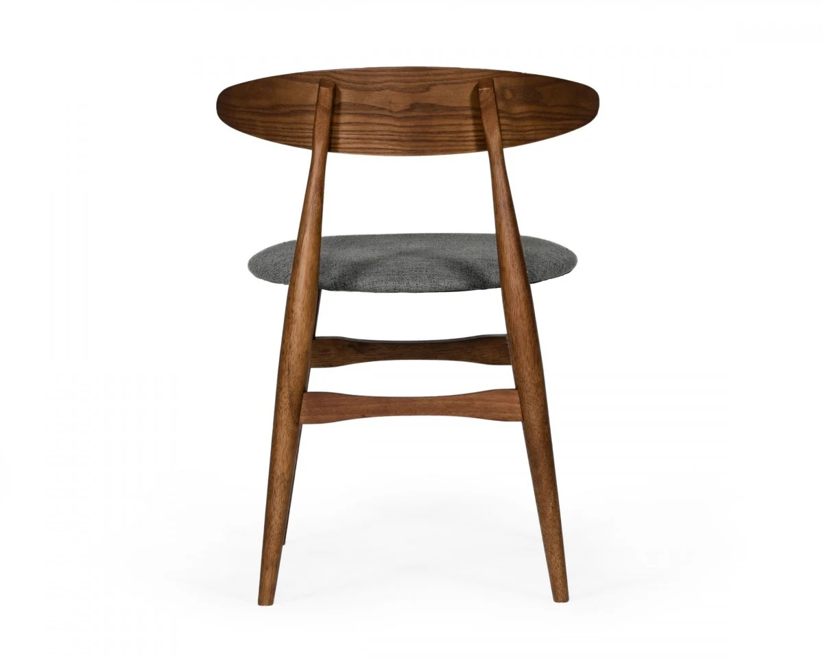 Set of Two Gray Walnut Fabric Dining Chairs By Homeroots - Image 5
