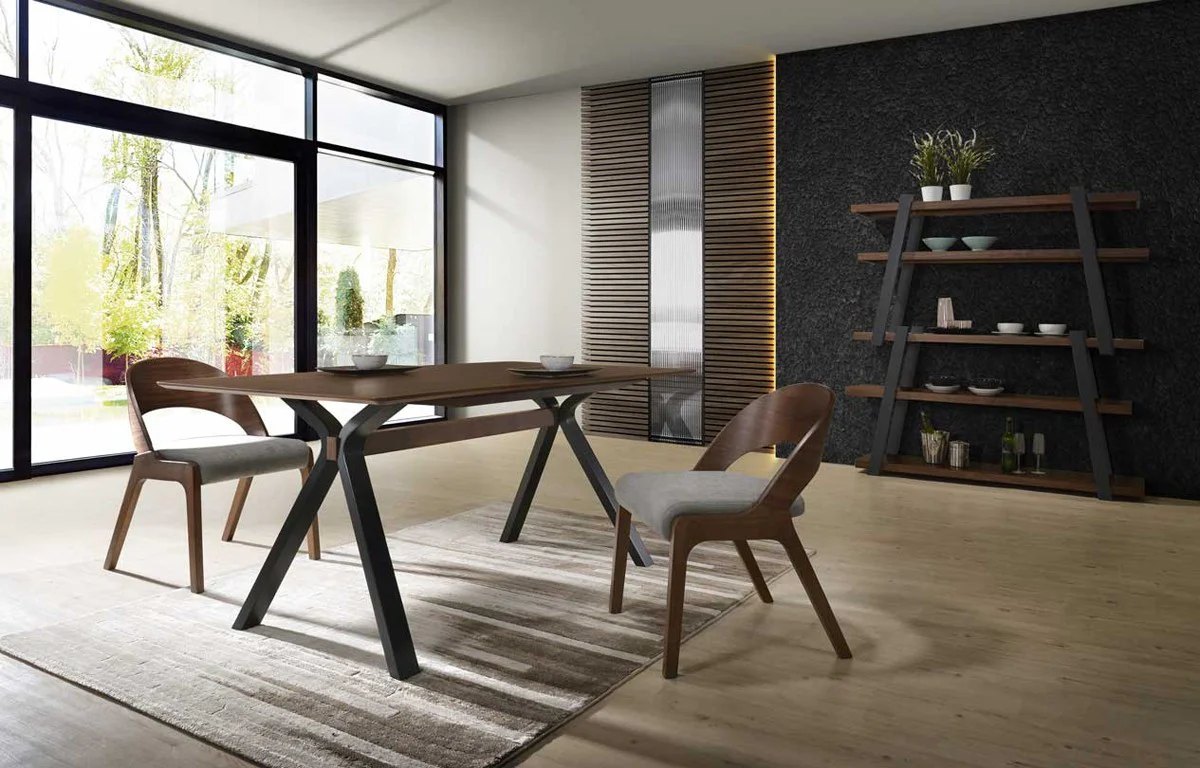 Set of Two Gray Walnut Fabric Modern Dining Chairs By Homeroots - Image 2