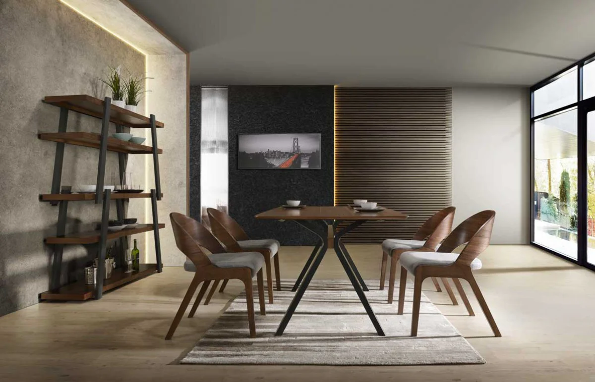 Set of Two Gray Walnut Fabric Modern Dining Chairs By Homeroots - Image 3
