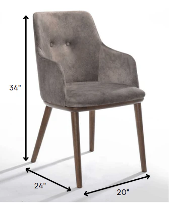 Set of Two Gray Walnut Modern Dining Chairs By Homeroots - Image 2