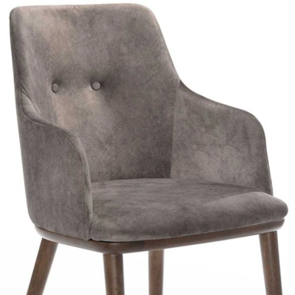 Set of Two Gray Walnut Modern Dining Chairs By Homeroots - Image 3