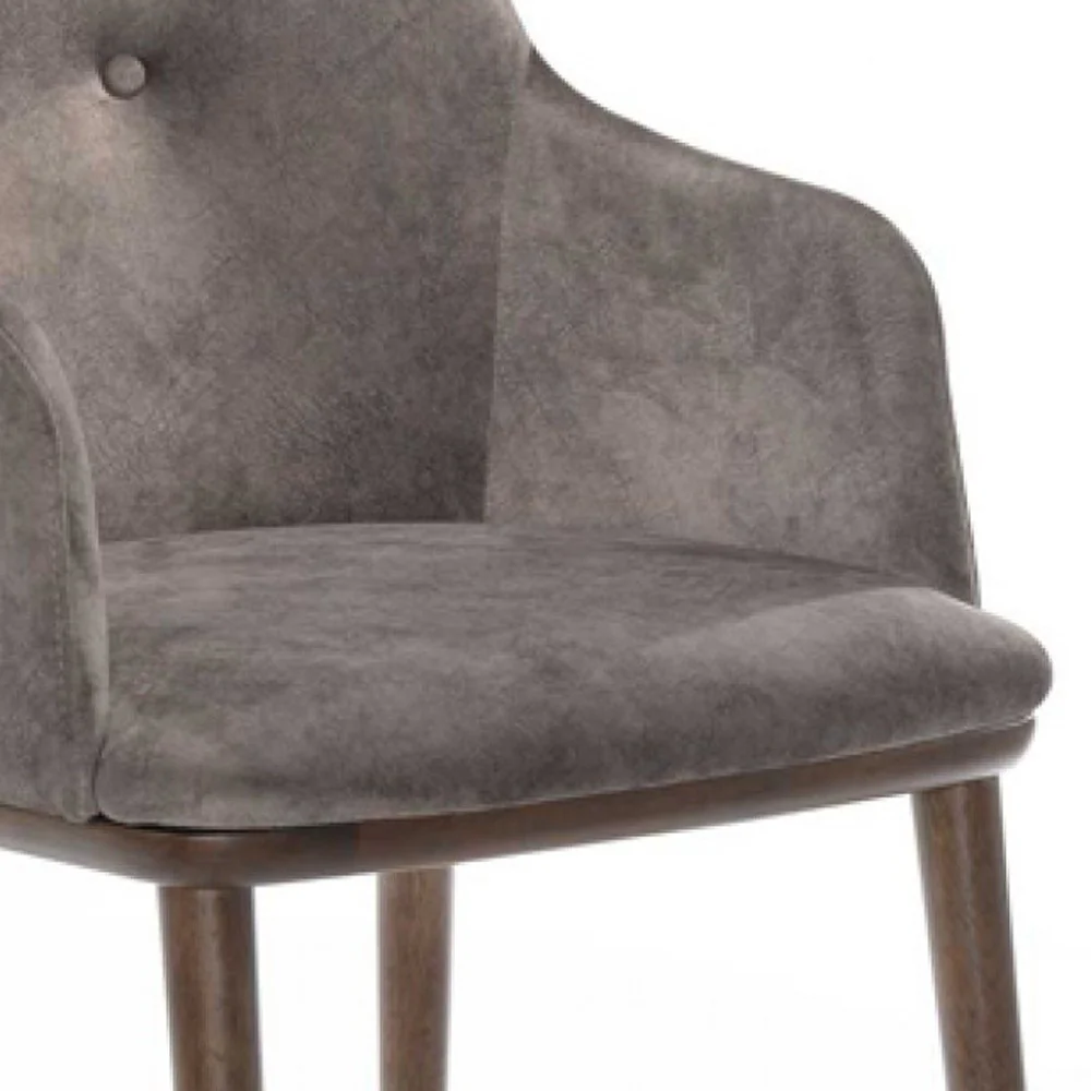 Set of Two Gray Walnut Modern Dining Chairs By Homeroots - Image 4