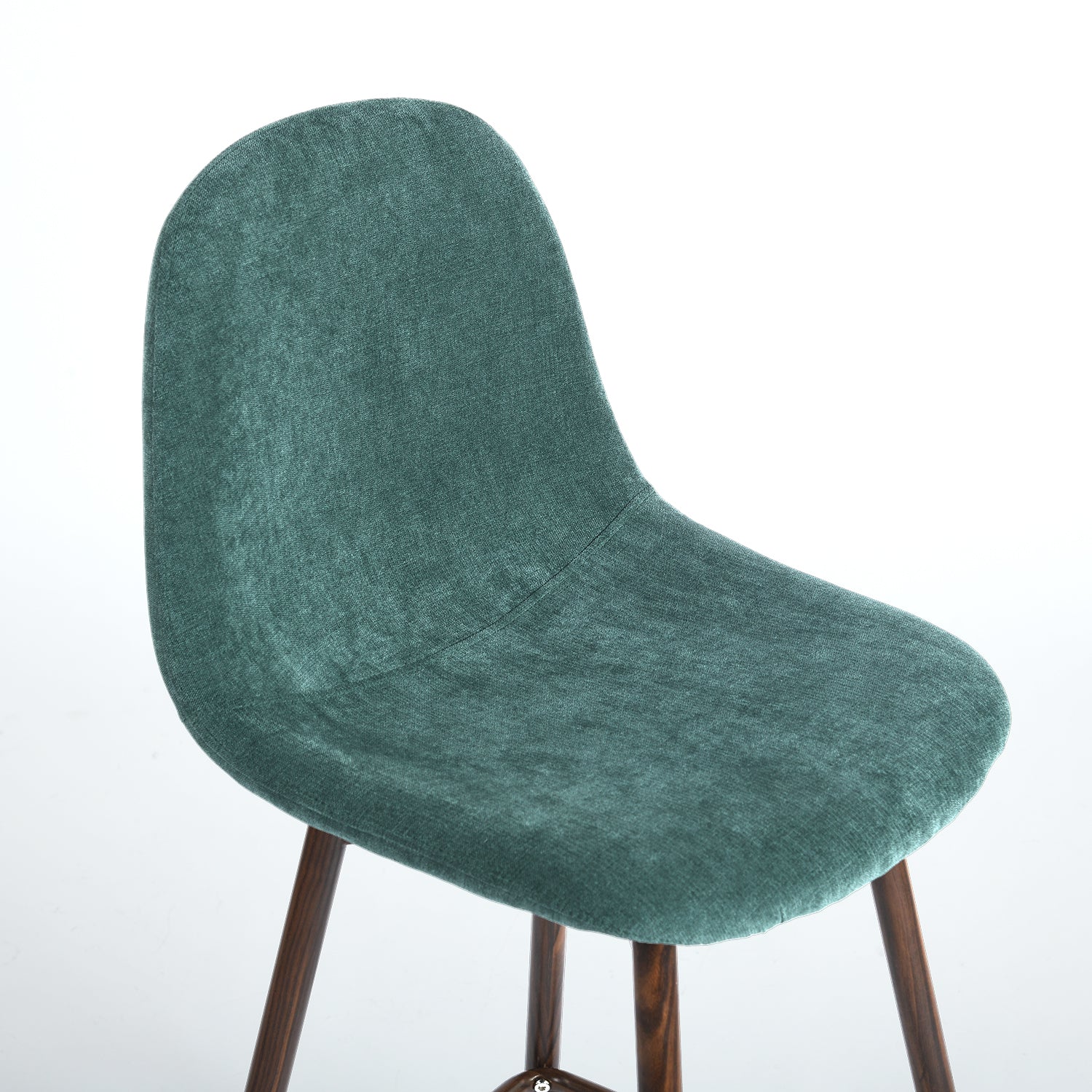 Set of Two Green And Brown Velvet And Steel Counter Height Bar Chairs By Homeroots - Image 3