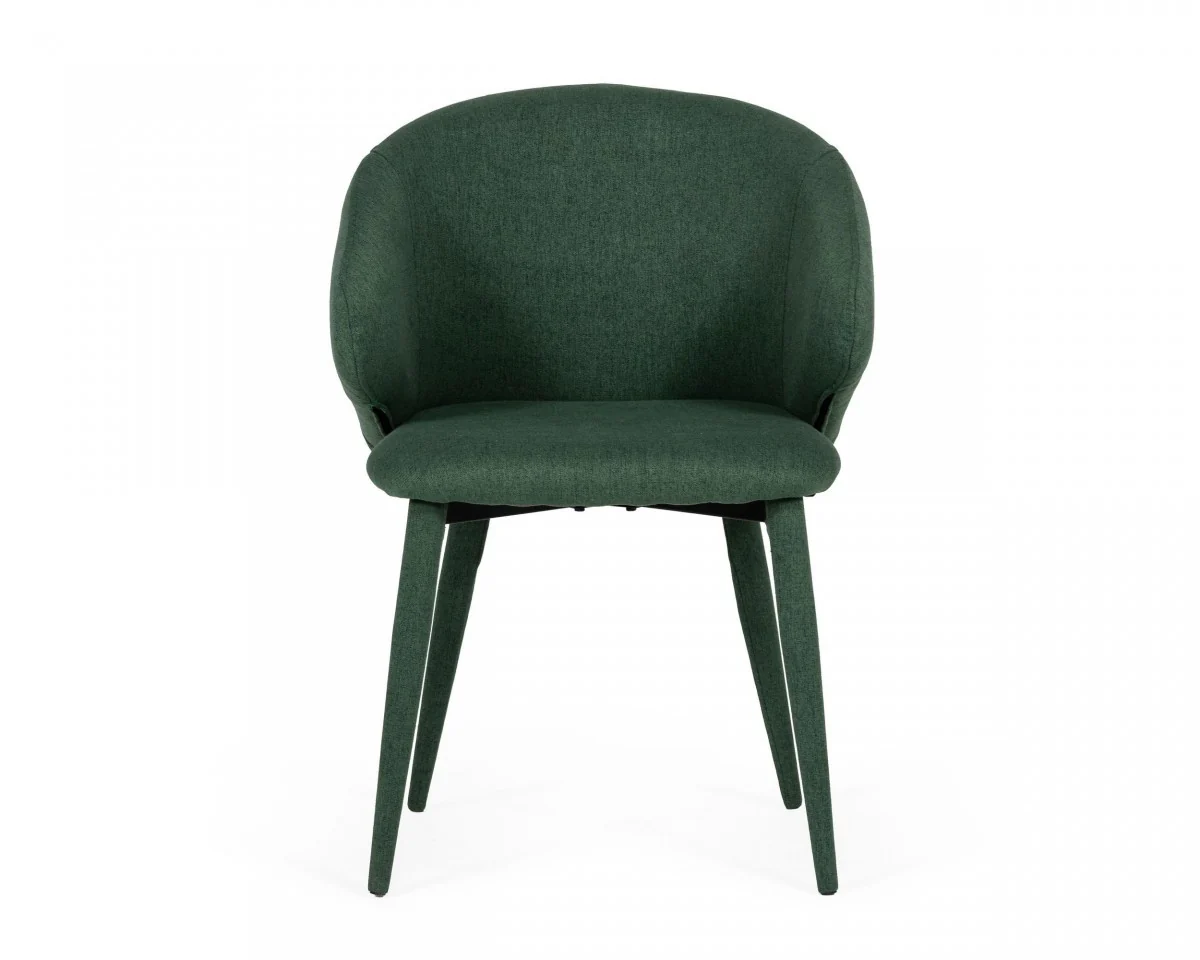 Set of Two Green Fabric Wrapped Dining Chairs By Homeroots - Image 2