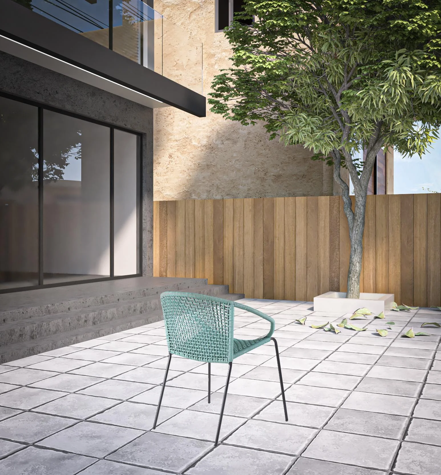 Set of Two Green Metal Outdoor Dining Chair By Homeroots - Image 2
